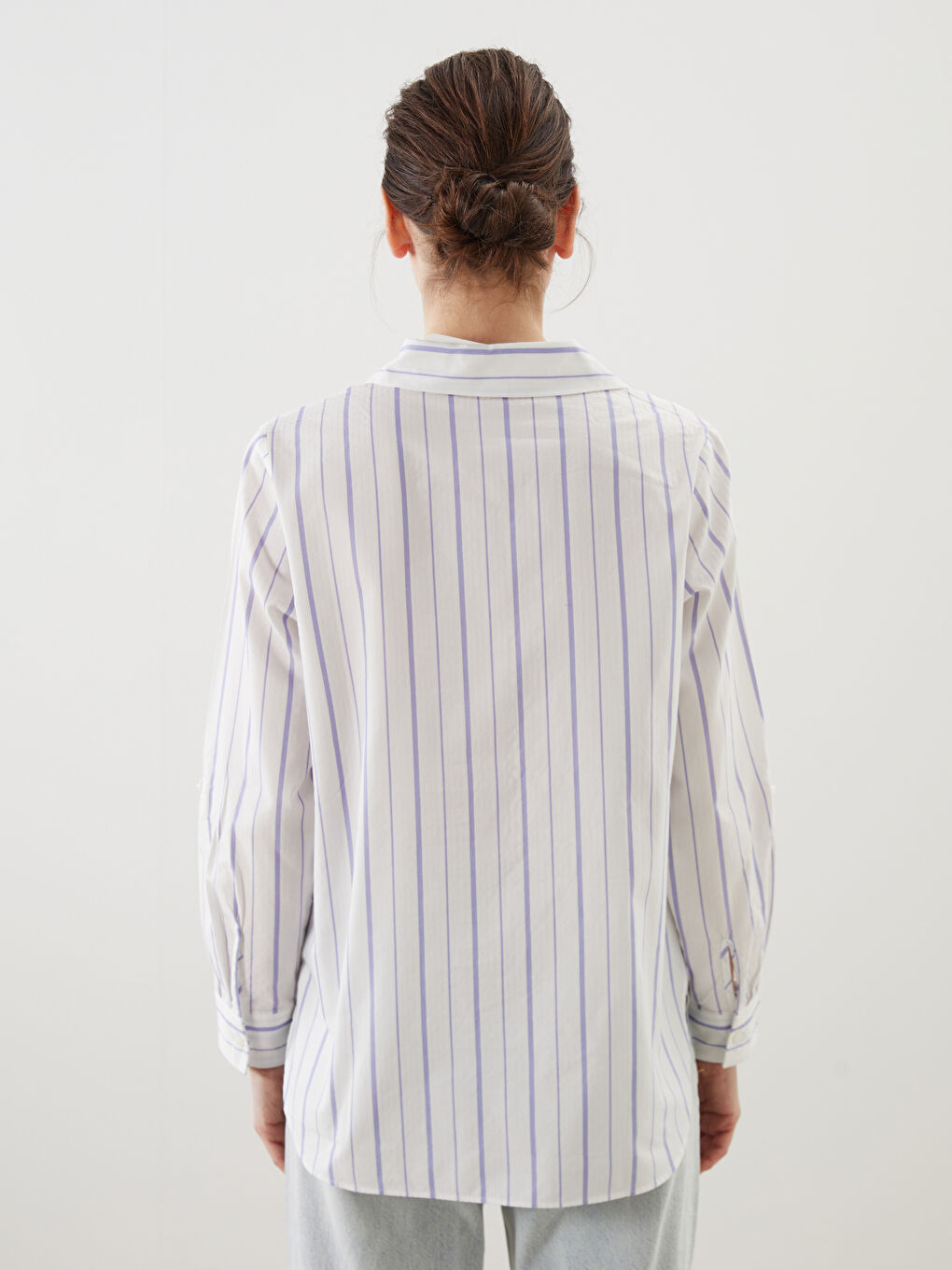 Striped Poplin Women's Shirt -S5GN46Z8-LEN