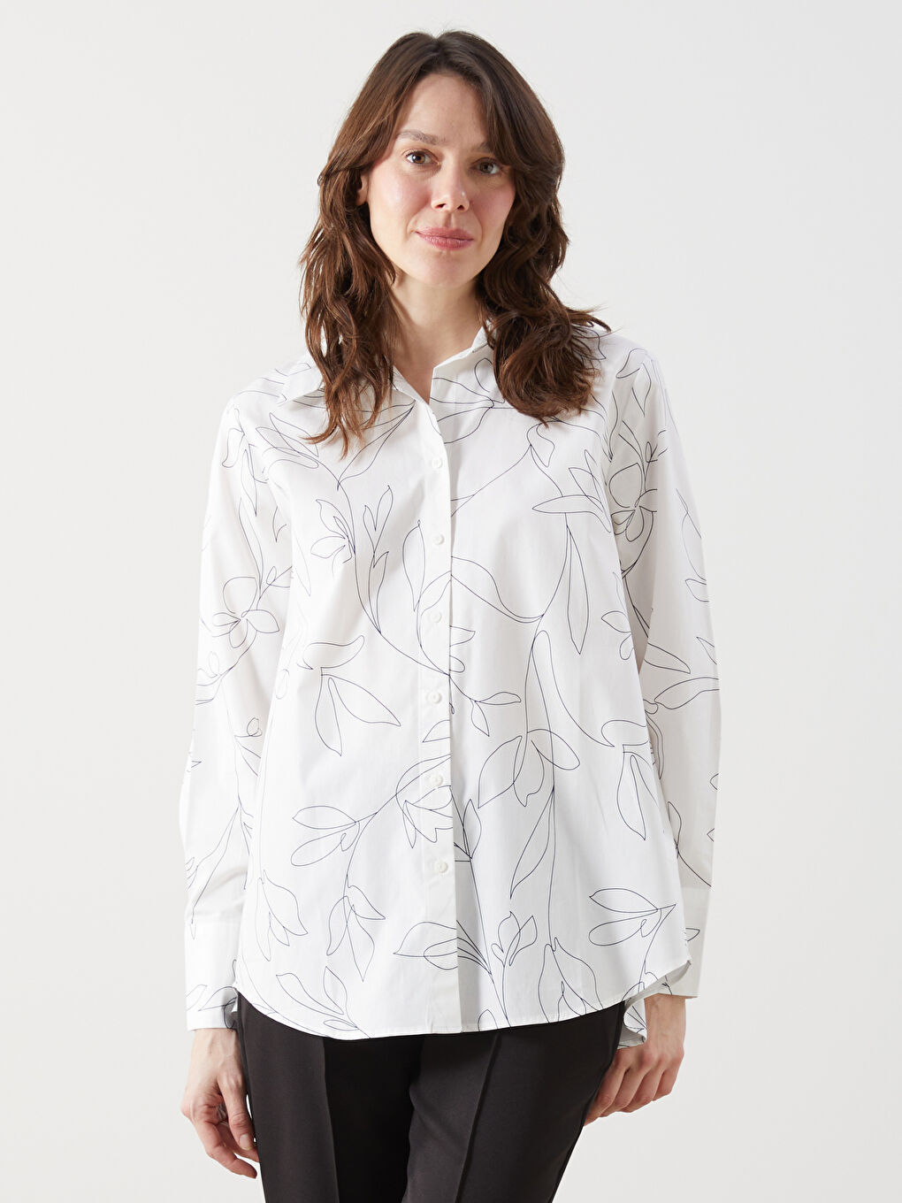 Floral Poplin Women's Shirt -S5GN48Z8-VE4