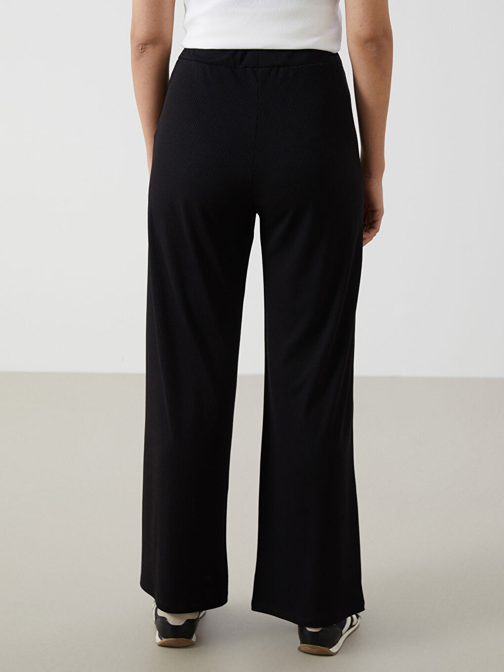 Elasticated Waist Textured Wide Leg Women's Trousers -S5GN54Z8-CVL