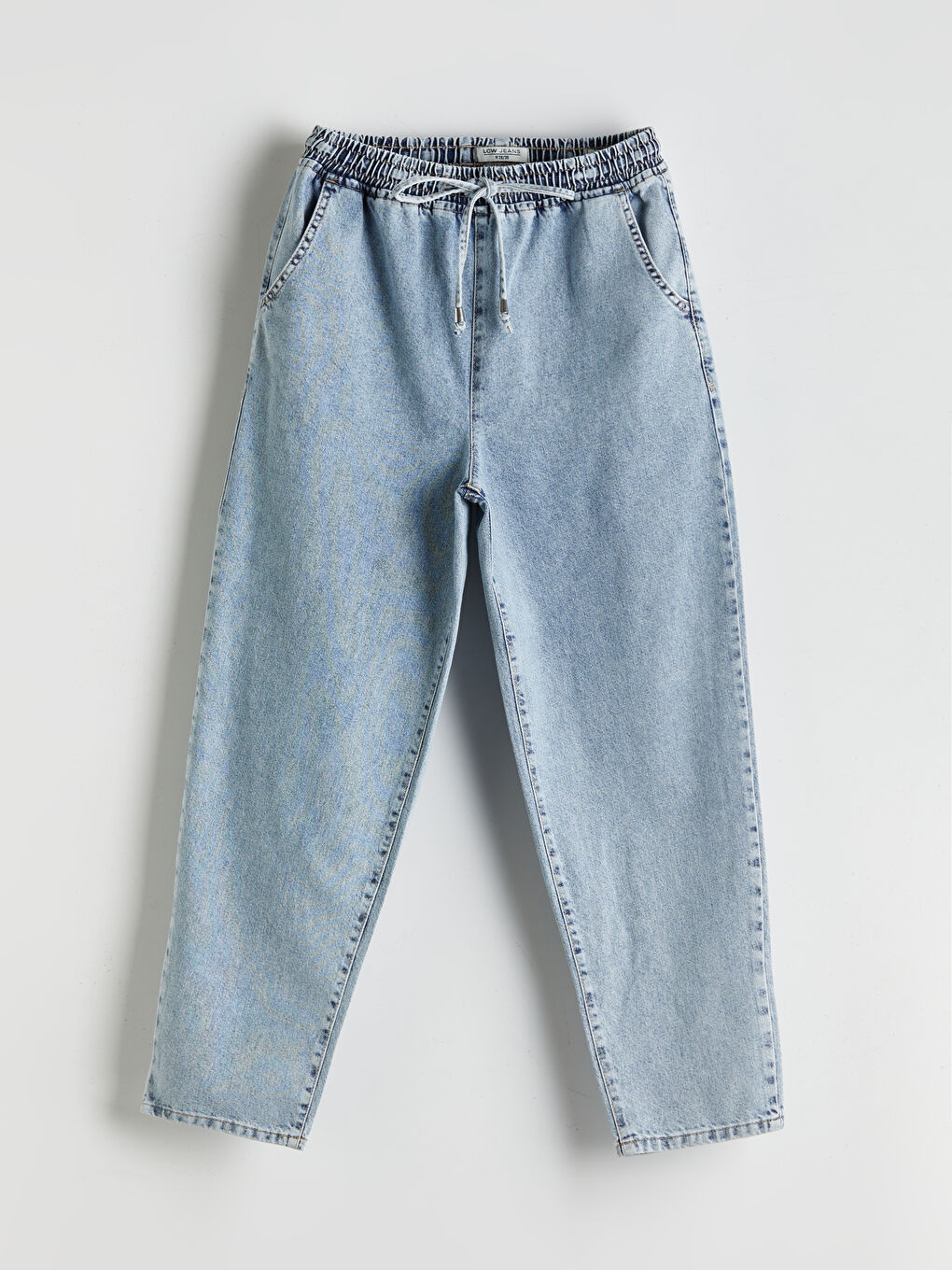 İndigo Beli Lastikli Balloon Fit Kadın Jean Pantolon-4