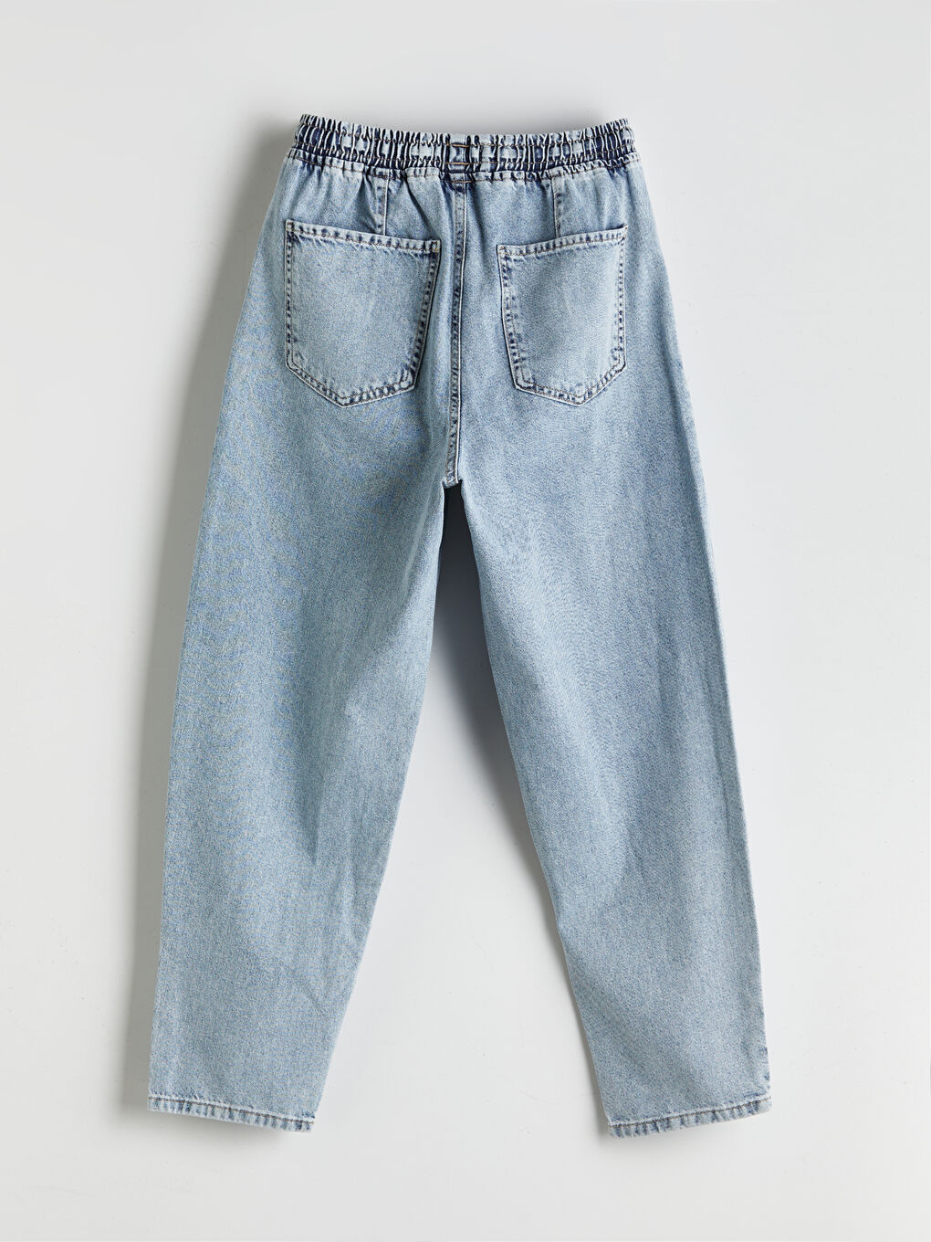 İndigo Beli Lastikli Balloon Fit Kadın Jean Pantolon-5