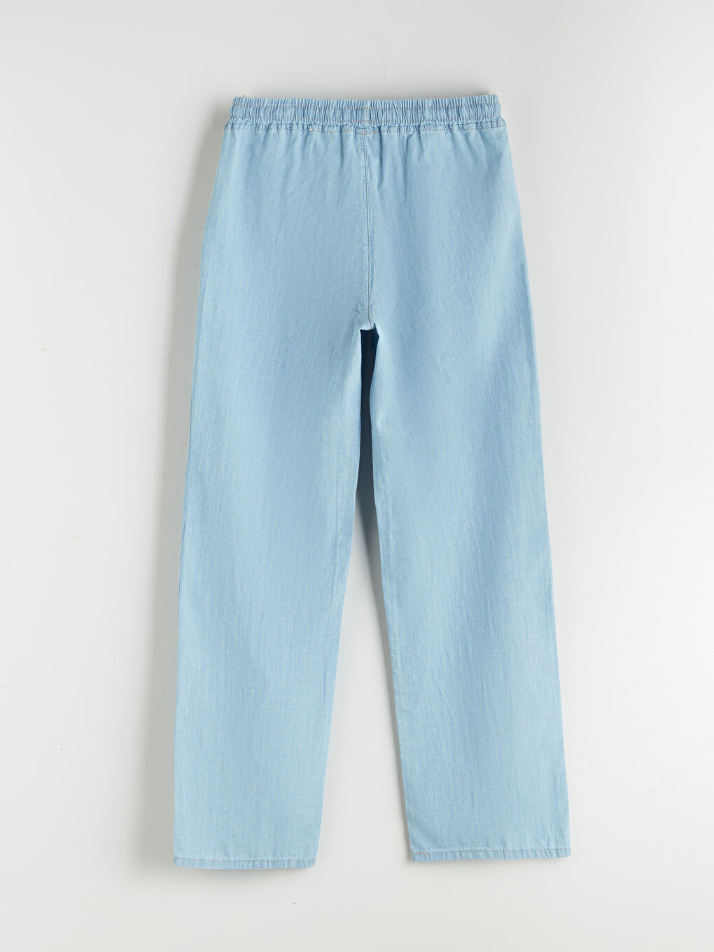 İndigo Beli Lastikli Wideleg Kadın Jean Pantolon-5