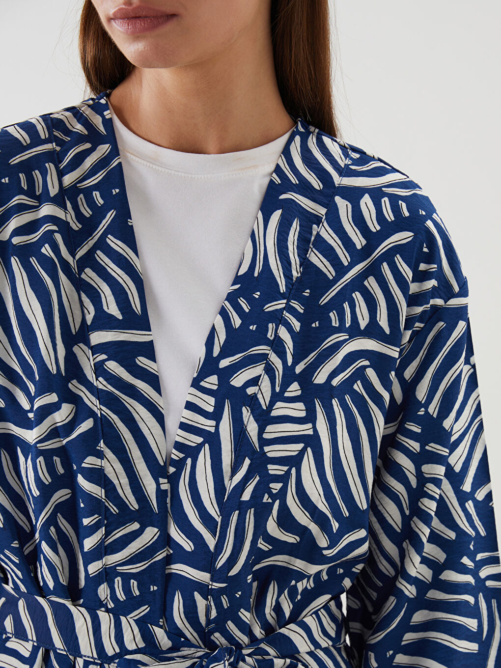 Kimono Oversize à Motifs pour Femmes avec Col Châle-2