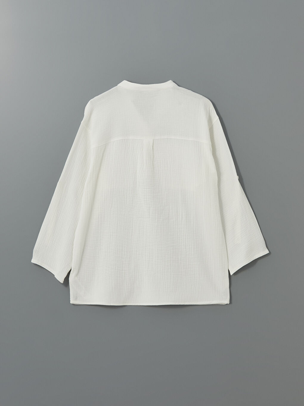 Tunică din Muselină Texturată cu Decolteu în V pentru Femei-5