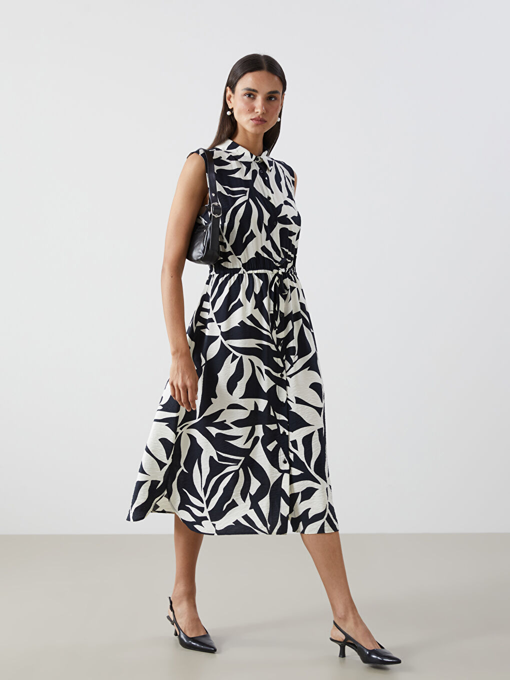 Floral Gathered Waist Shirt Dress -S5GO68Z8-LQJ