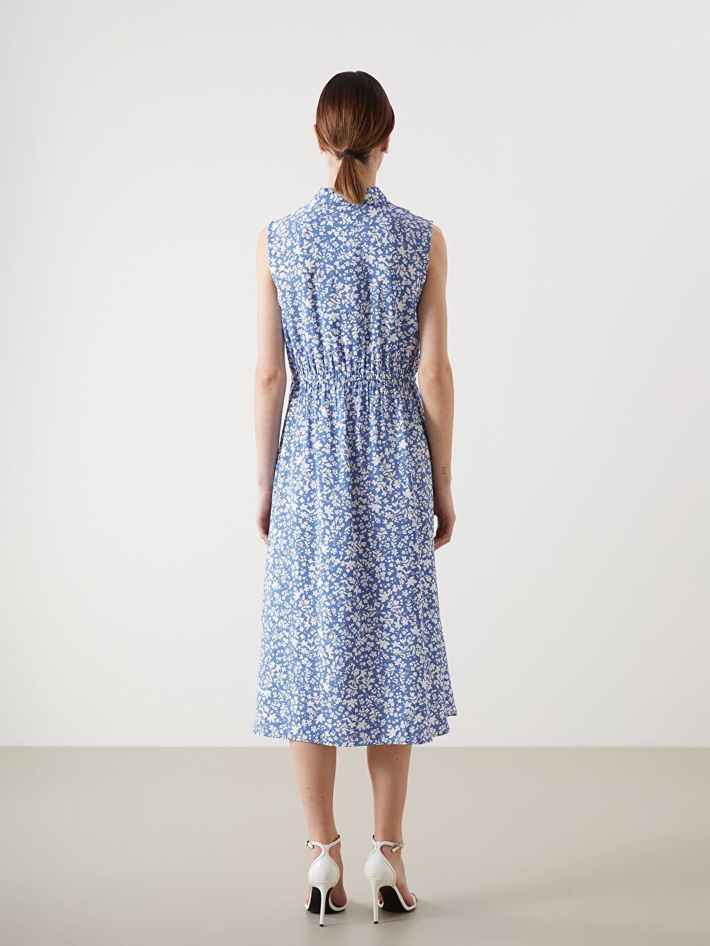 Floral Gathered Waist Shirt Dress -S5GO68Z8-LQQ