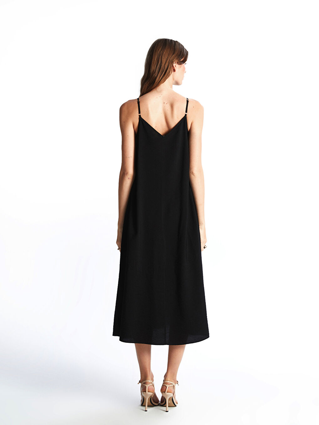 Plain V Neck Women's Midi Dress -S5GO69Z8-CVL