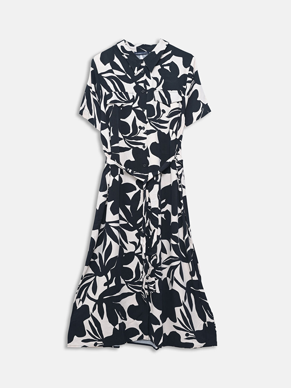 LCWAIKIKI Classic Gemustertes Hemdblusenkleid mit Schärpe -S5GO80Z8-LQJ