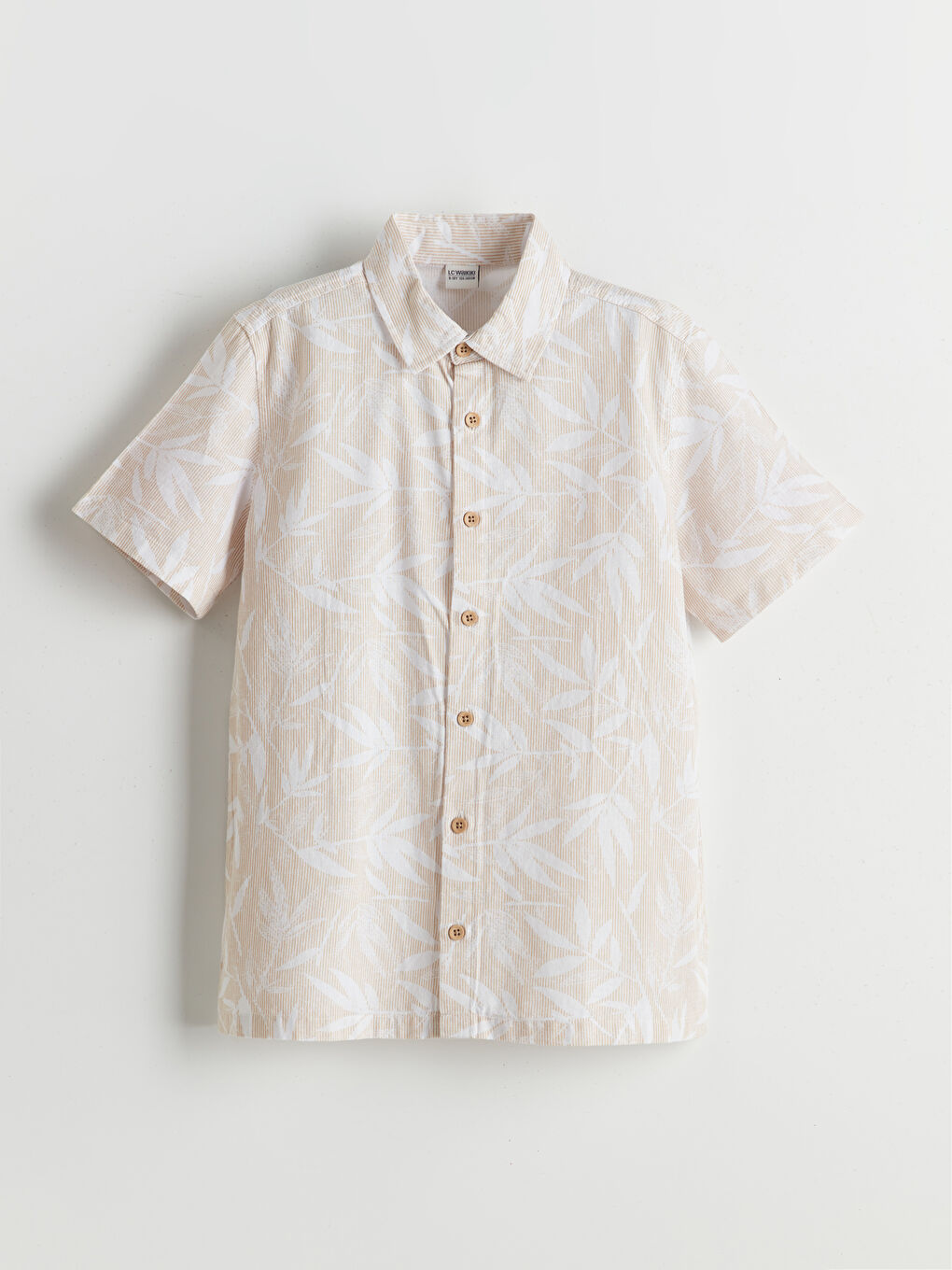 Bej Desenli Erkek Çocuk Gömlek