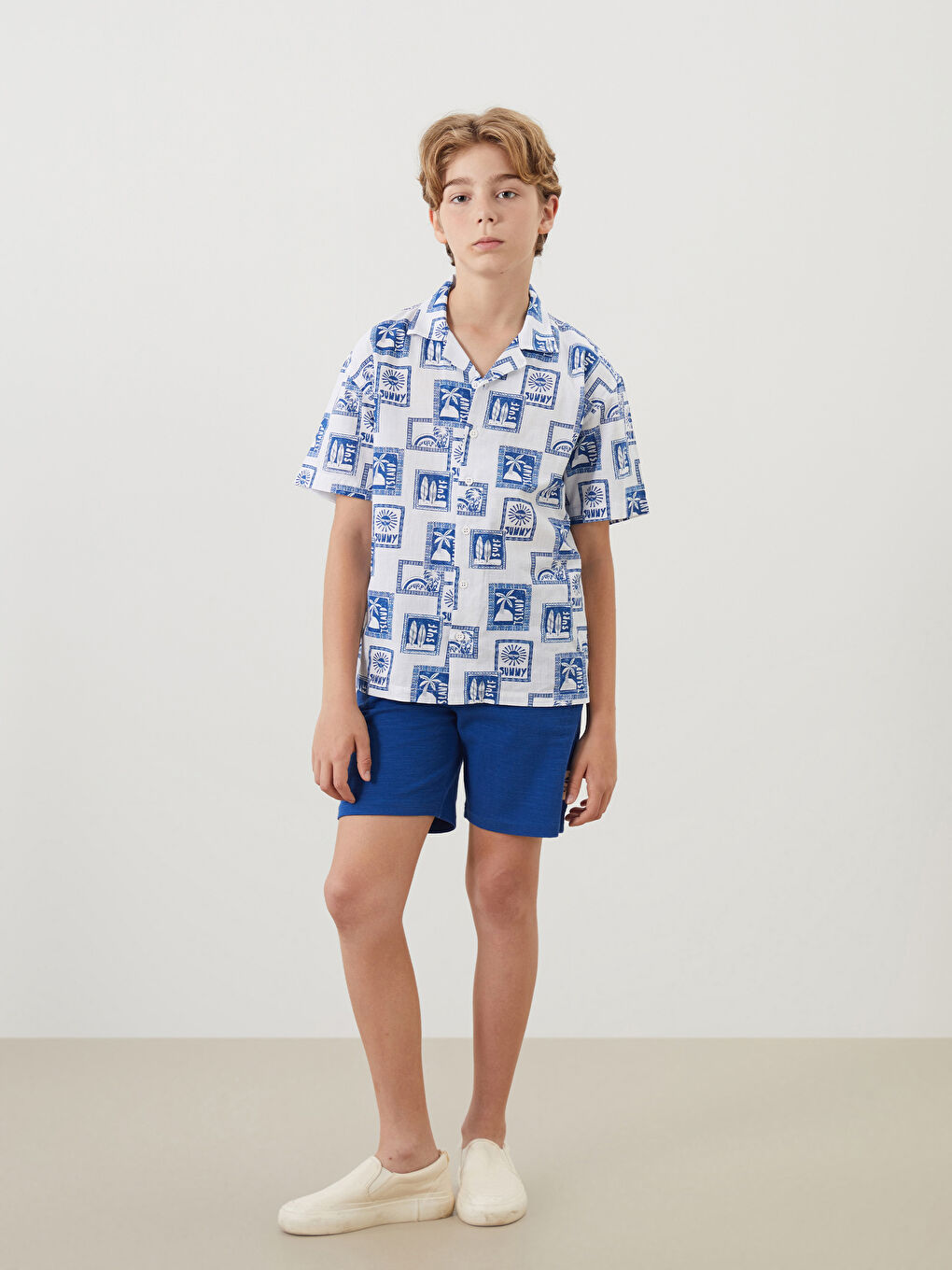 Patterned Boys' Shirt -S5GO91Z4-LSJ