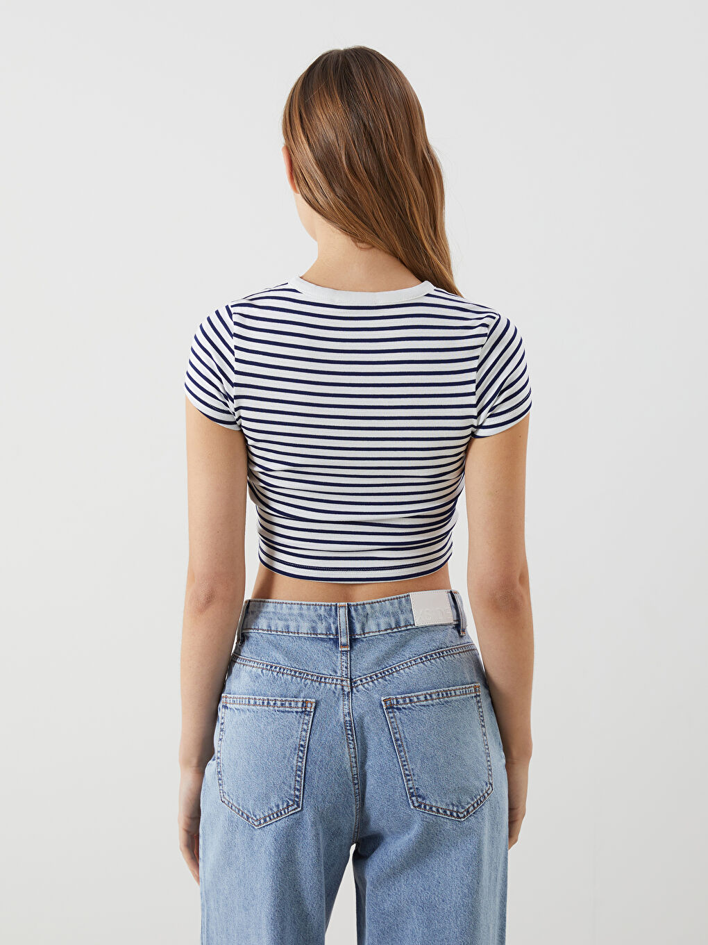 Crew Neck Striped Women's T-Shirt -S5GP08Z8-LGS
