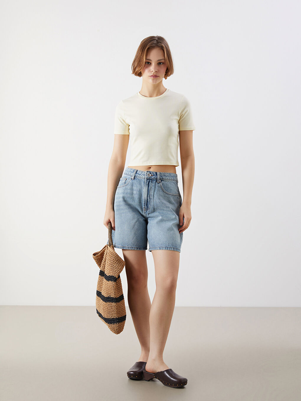 Crew Neck Women's Crop Top -S5GP13Z8-DJQ