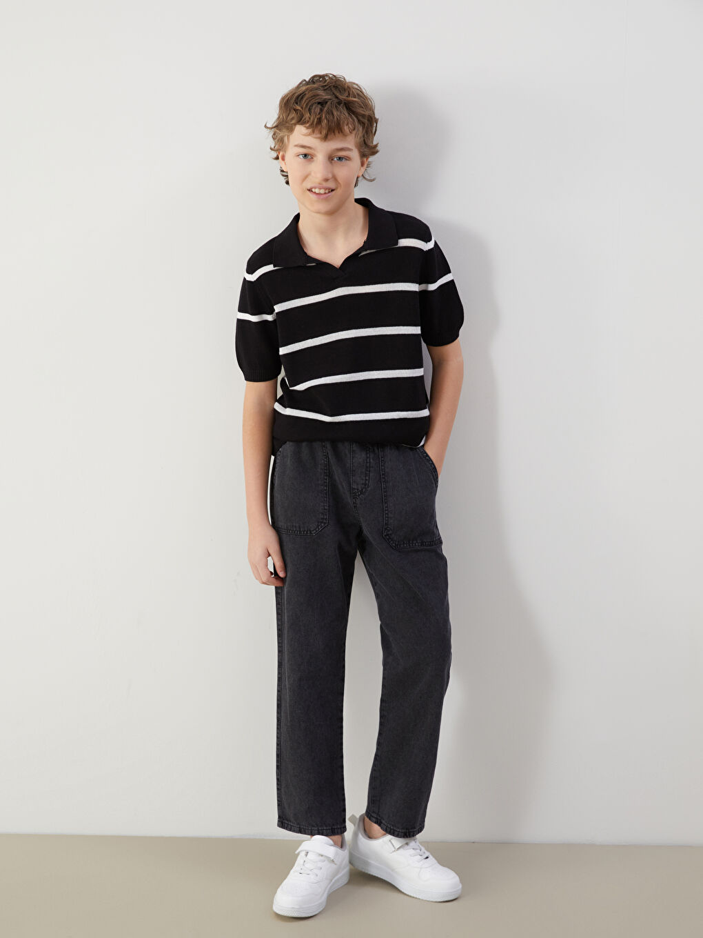 LCW Kids Antrasit Beli Lastikli Erkek Çocuk Jean Pantolon