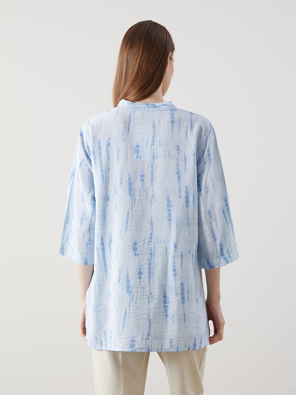 Tunique Pour Femmes Surdimensionnée À Motifs et Encolure Crantée-3