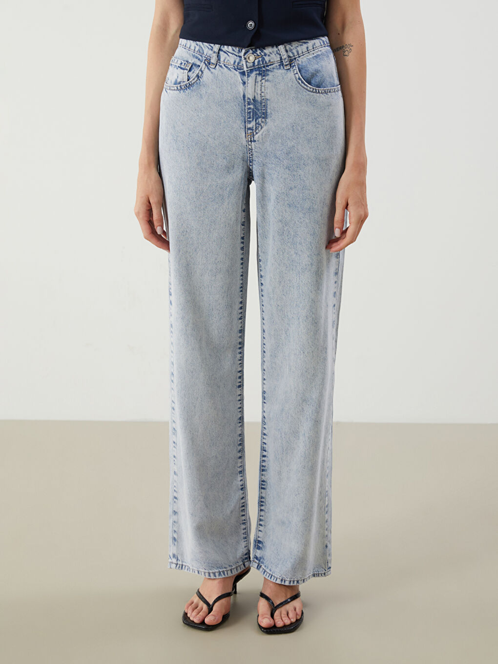 İndigo Wideleg Kadın Jean Pantolon-1