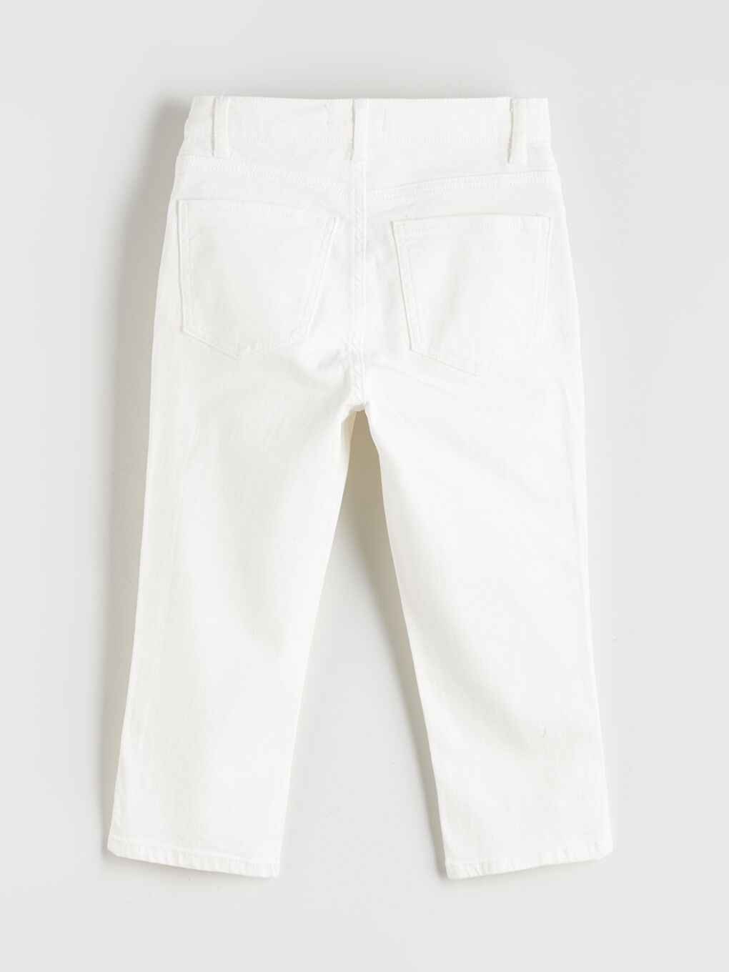Beyaz Dar Fit Kadın Jean Kapri-5