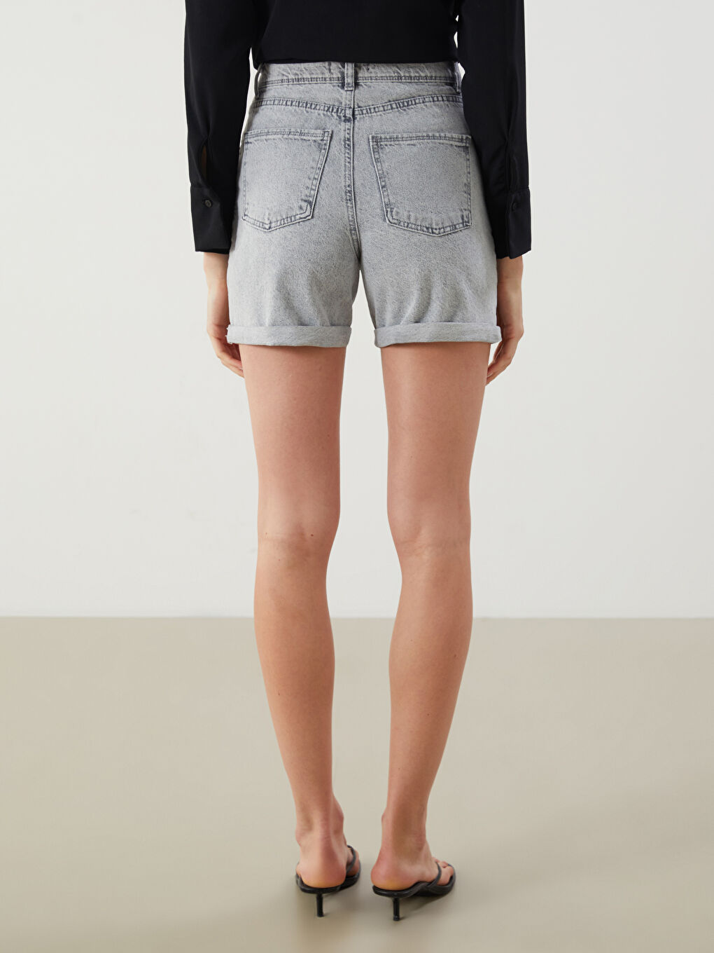 LCW Jeans Къси Дънкови Панталони за Жени с Редовна Кройка -S5GQ00Z8-GRD