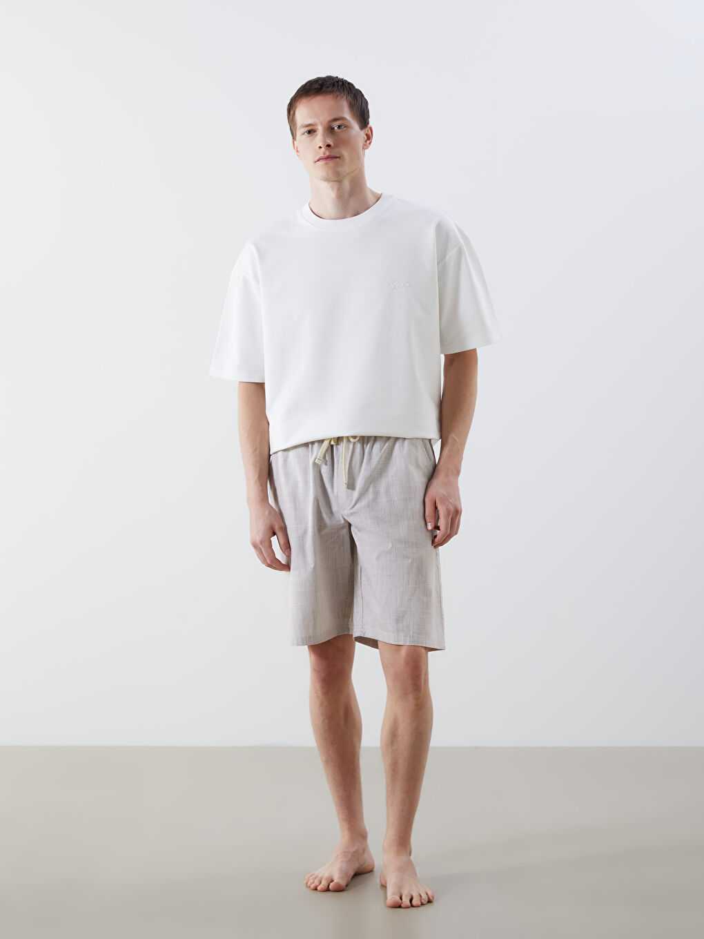 Standard Fit Men's Pyjama Bottom Shorts -S5GQ20Z8-LE8
