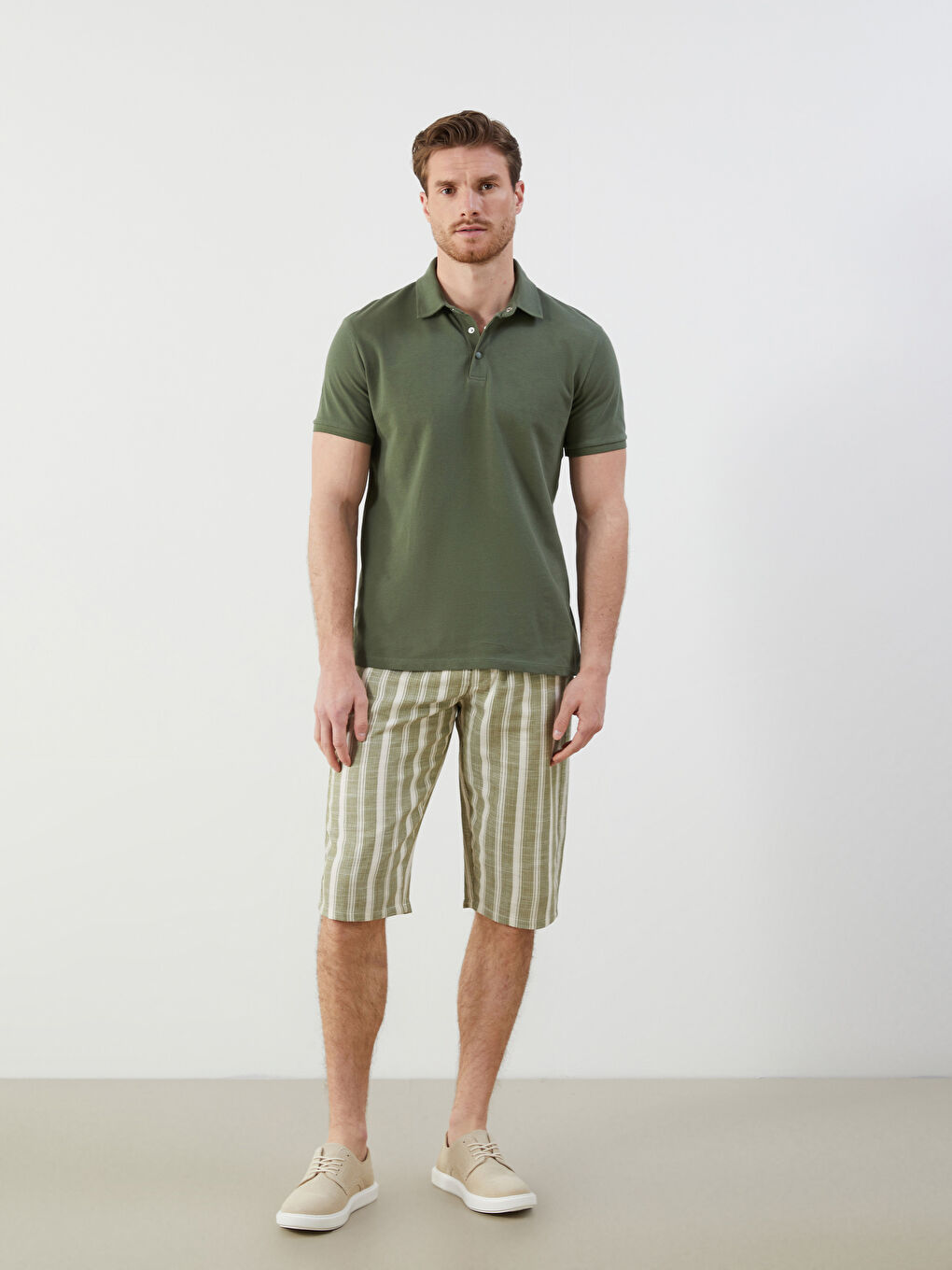 Bej Standart Kalıp Erkek Pijama Alt Şort