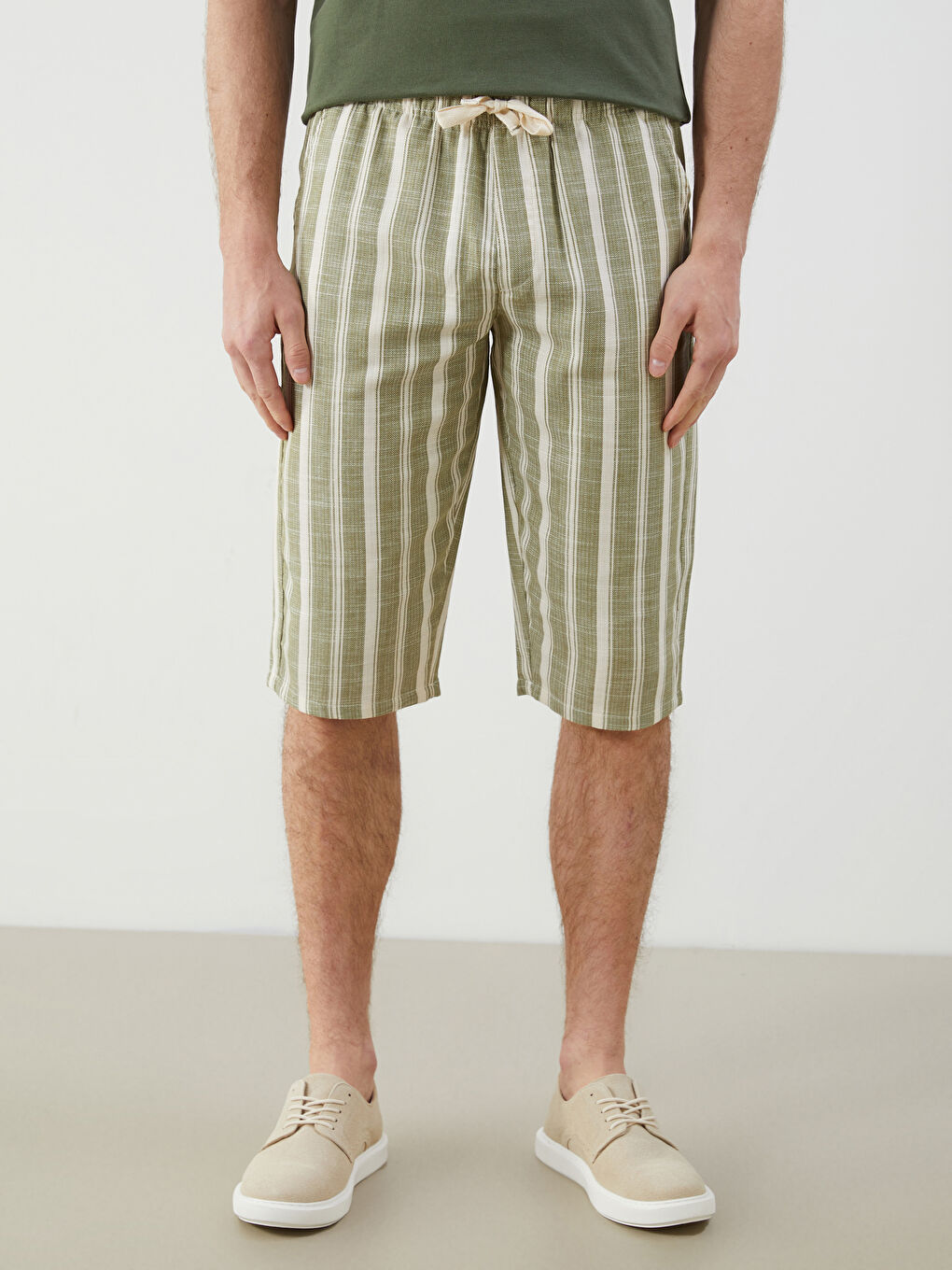 Bej Standart Kalıp Erkek Pijama Alt Şort-1