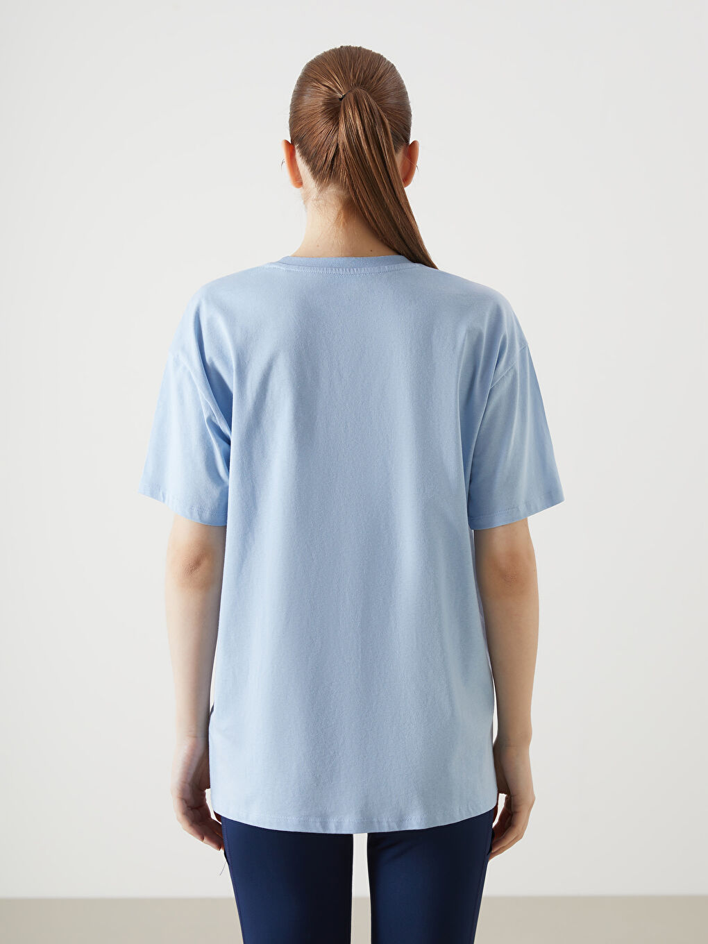 Mavi Bisiklet Yaka Baskılı Kadın Spor Tişört-3