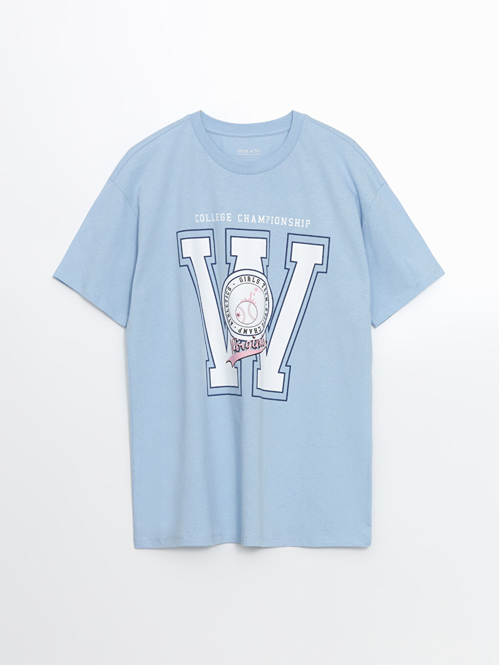 Mavi Bisiklet Yaka Baskılı Kadın Spor Tişört-4