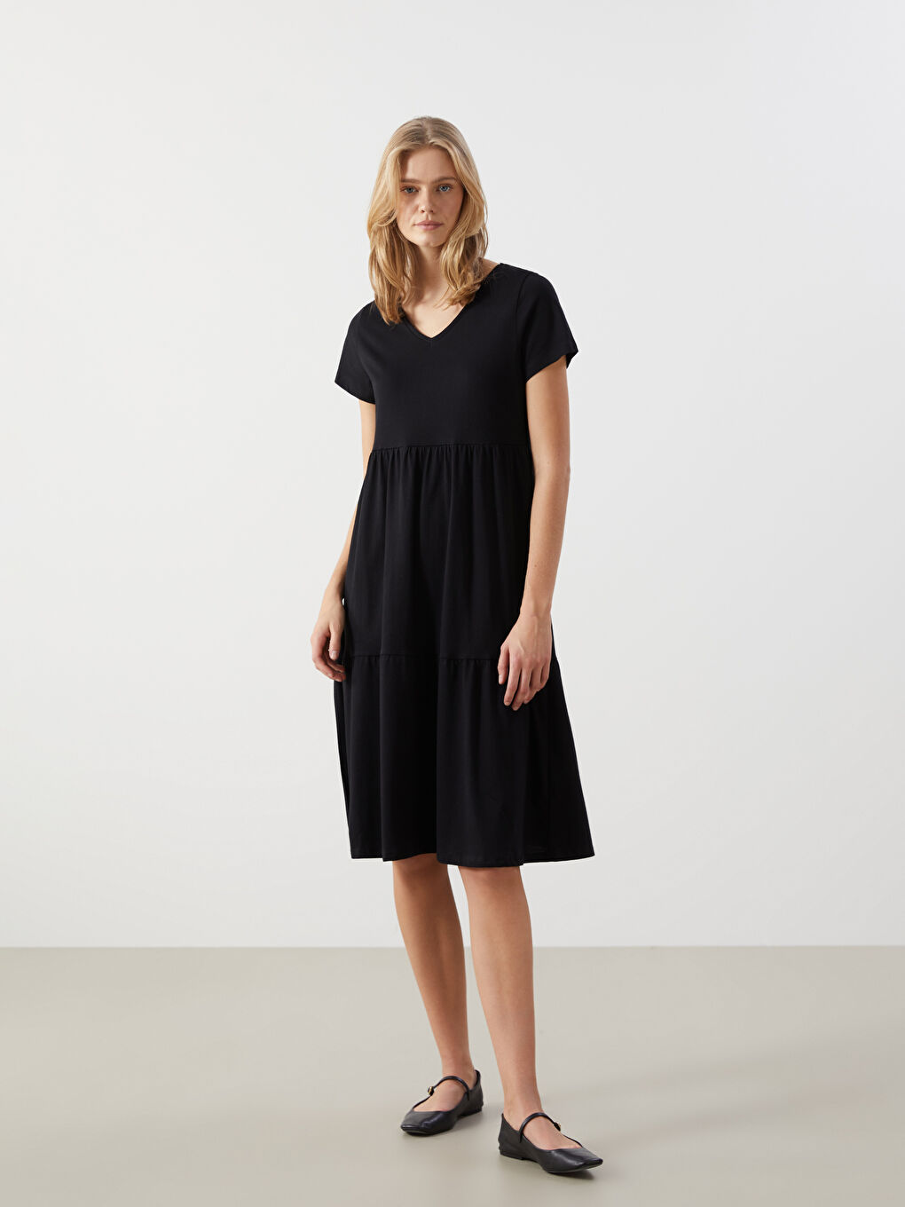 LCW Comfort Siyah V Yaka Kadın Elbise
