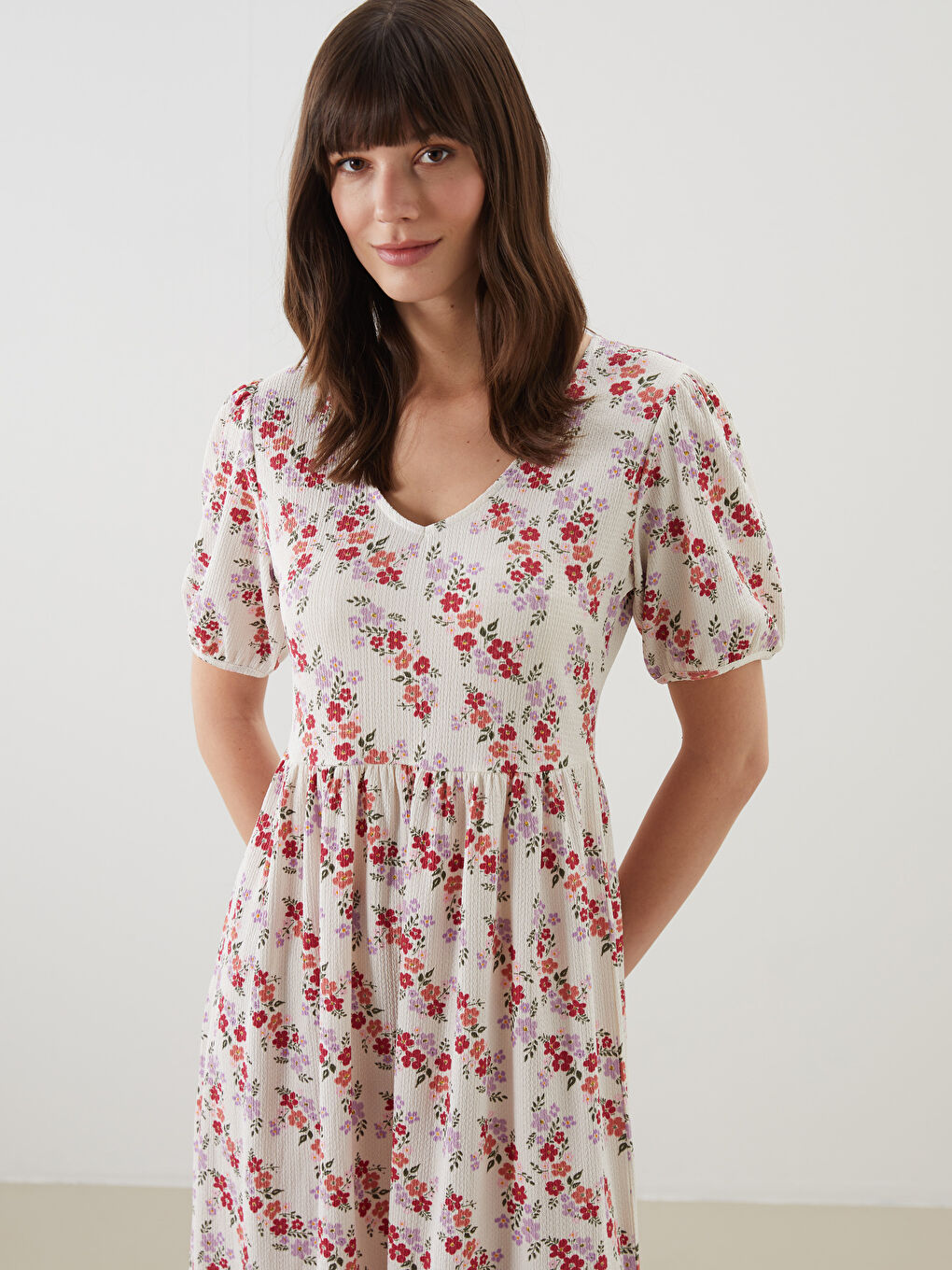 V-Neck Floral Women's Dress -S5GQ65Z8-LRA