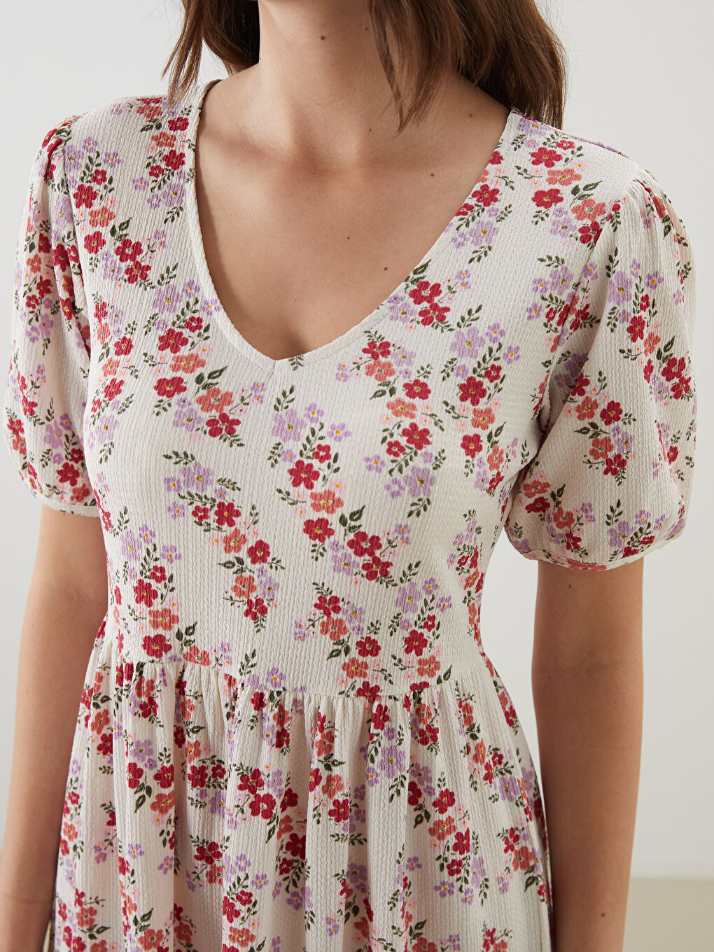 V-Neck Floral Women's Dress -S5GQ65Z8-LRA