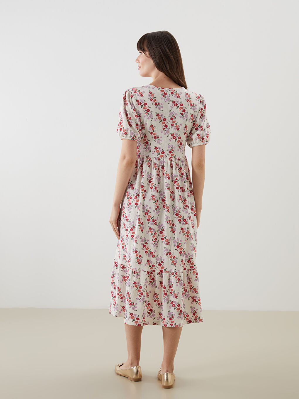 V-Neck Floral Women's Dress -S5GQ65Z8-LRA
