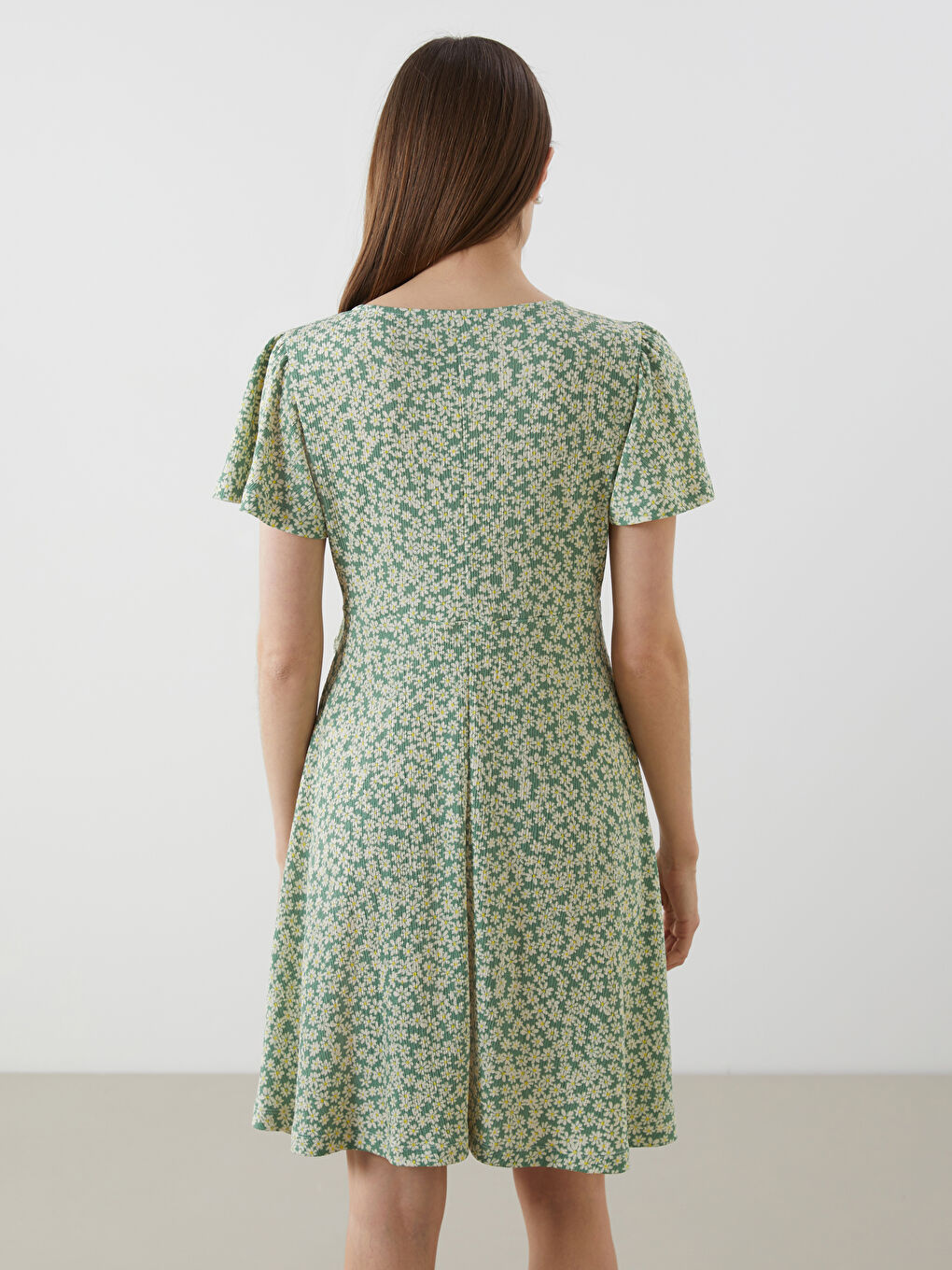 Double Breasted Collar Floral Women's Dress -S5GQ66Z8-LRR