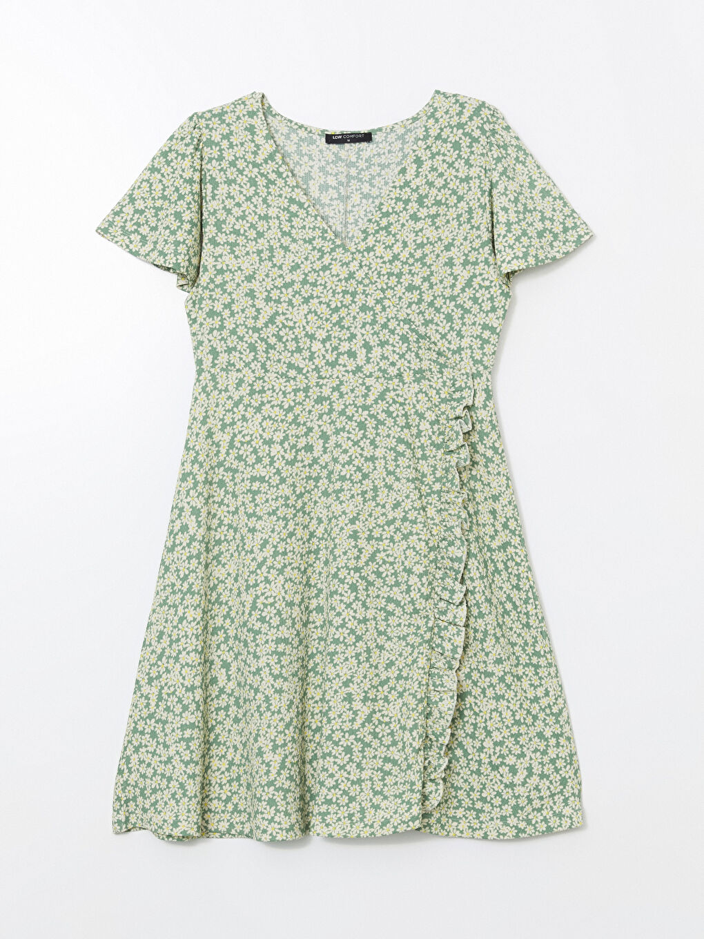 Double Breasted Collar Floral Women's Dress -S5GQ66Z8-LRR