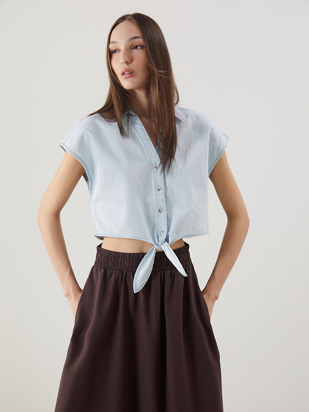Woman INDIGO Denim Shirt -S5GQ72Z8-311
