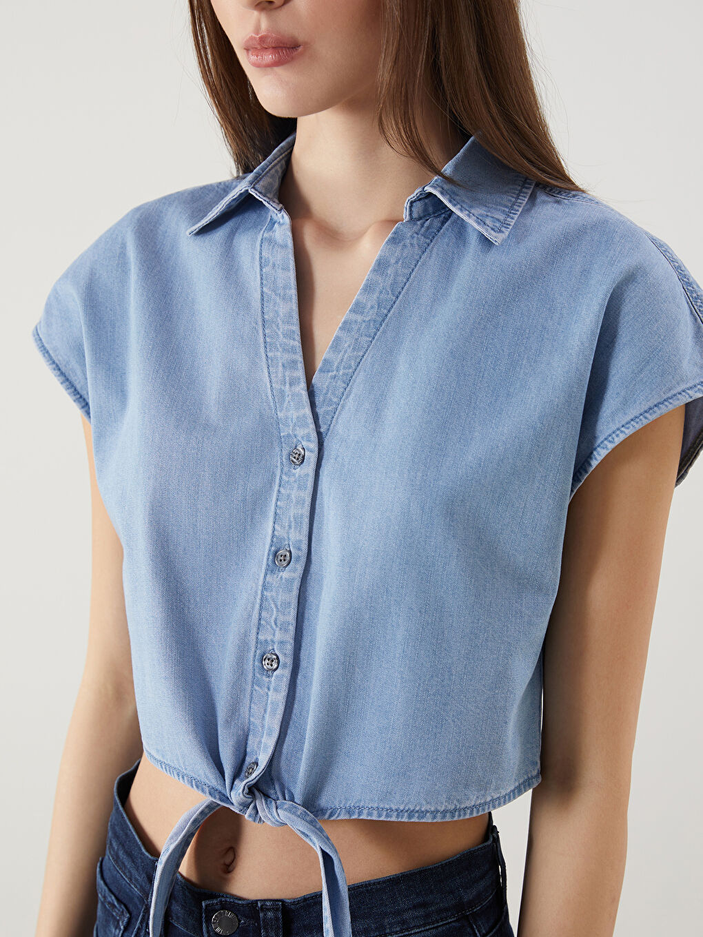 Woman INDIGO Denim Shirt -S5GQ72Z8-507
