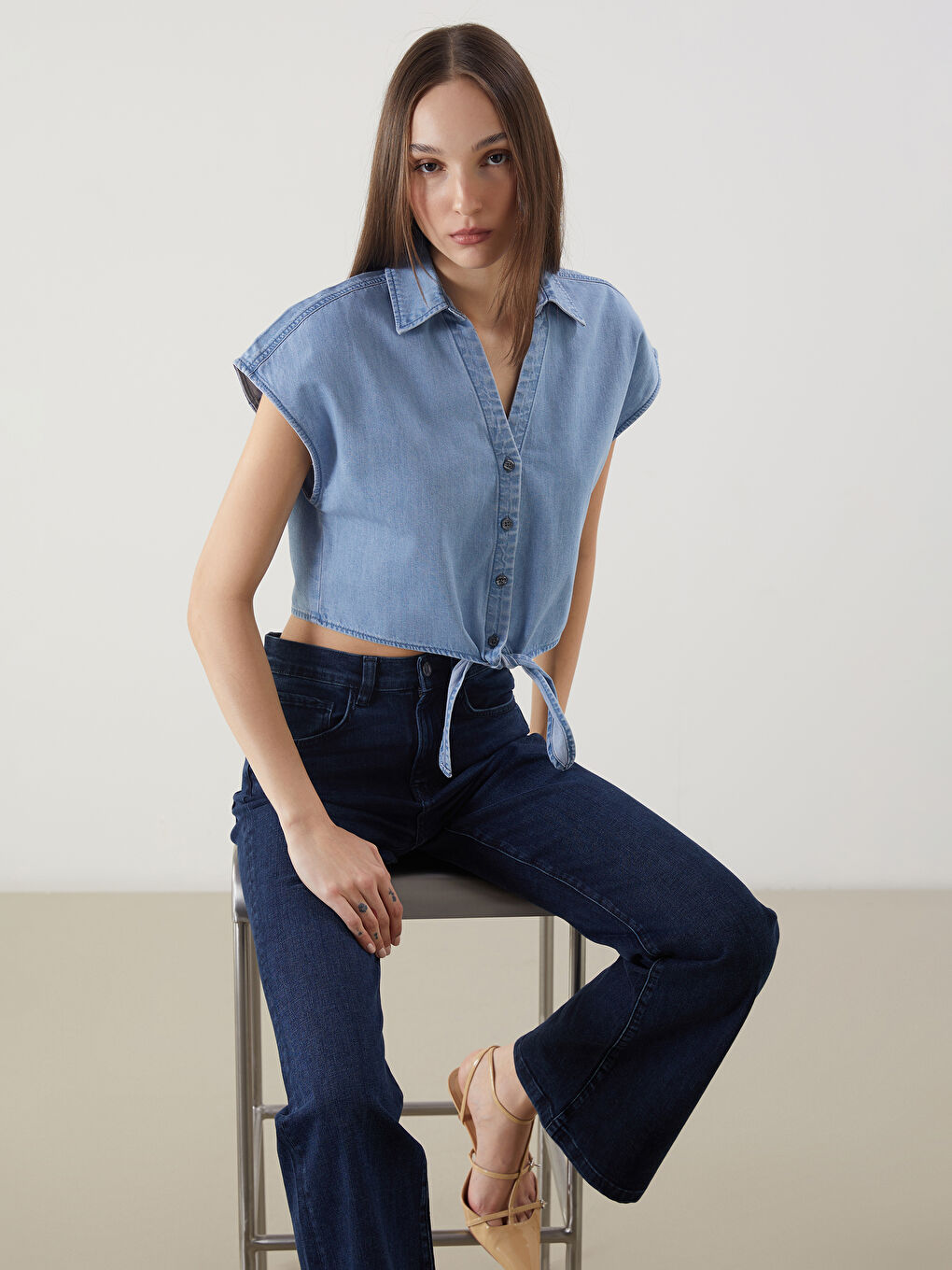 Woman INDIGO Denim Shirt -S5GQ72Z8-507
