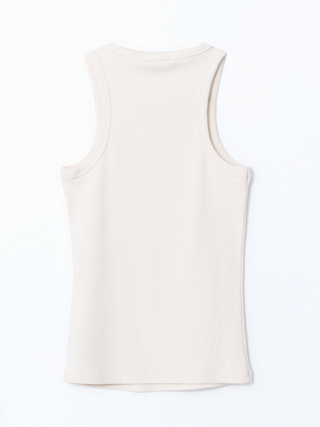 Bej Bisiklet Yaka Dokulu Kadın Atlet-5