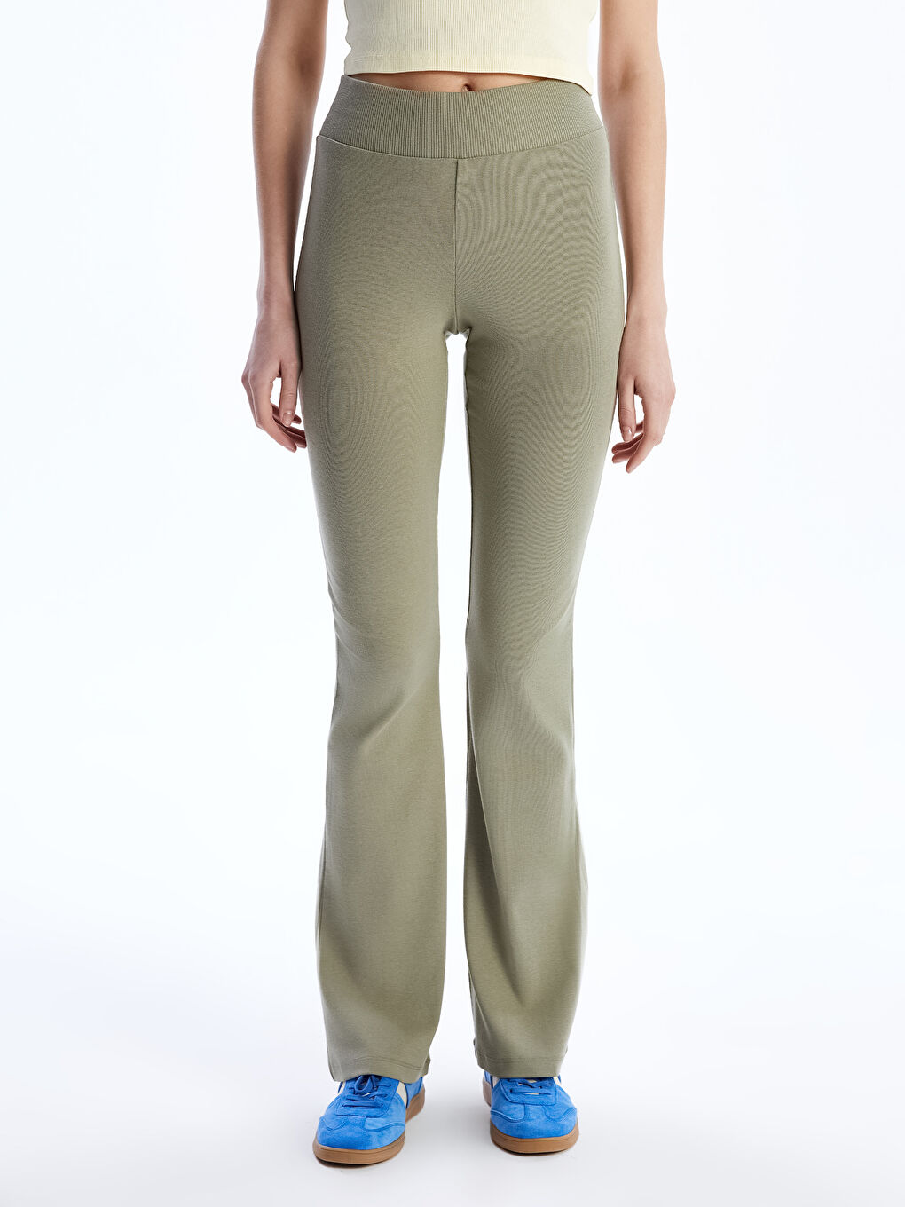 Haki Beli Lastikli Kadın Eşofman Altı-1