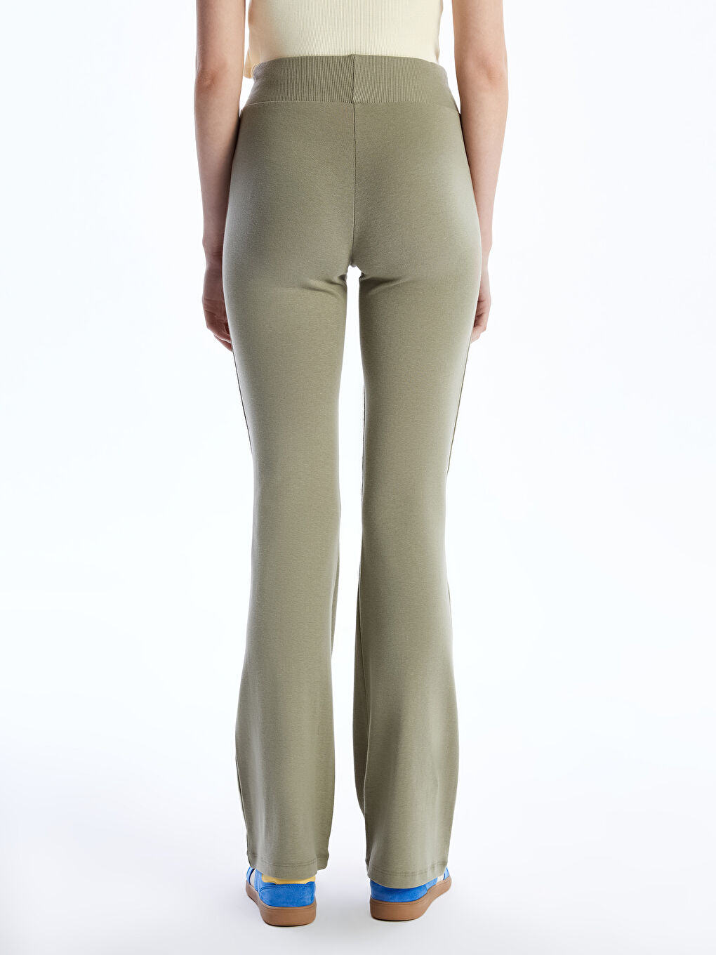 Haki Beli Lastikli Kadın Eşofman Altı-3