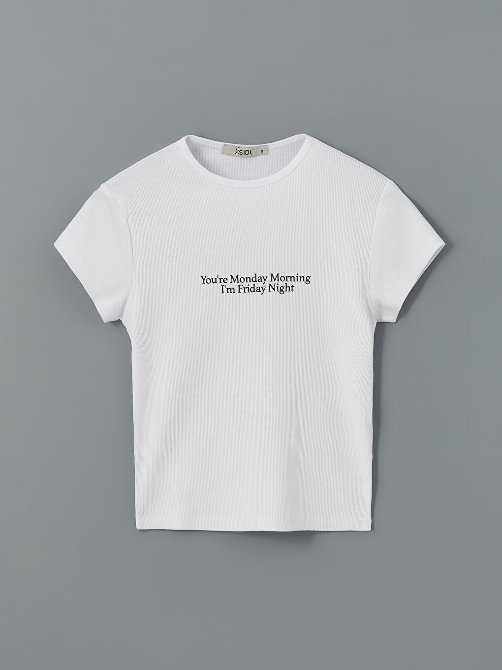 Beyaz Bisiklet Yaka Slogan Baskılı Kadın Body-5