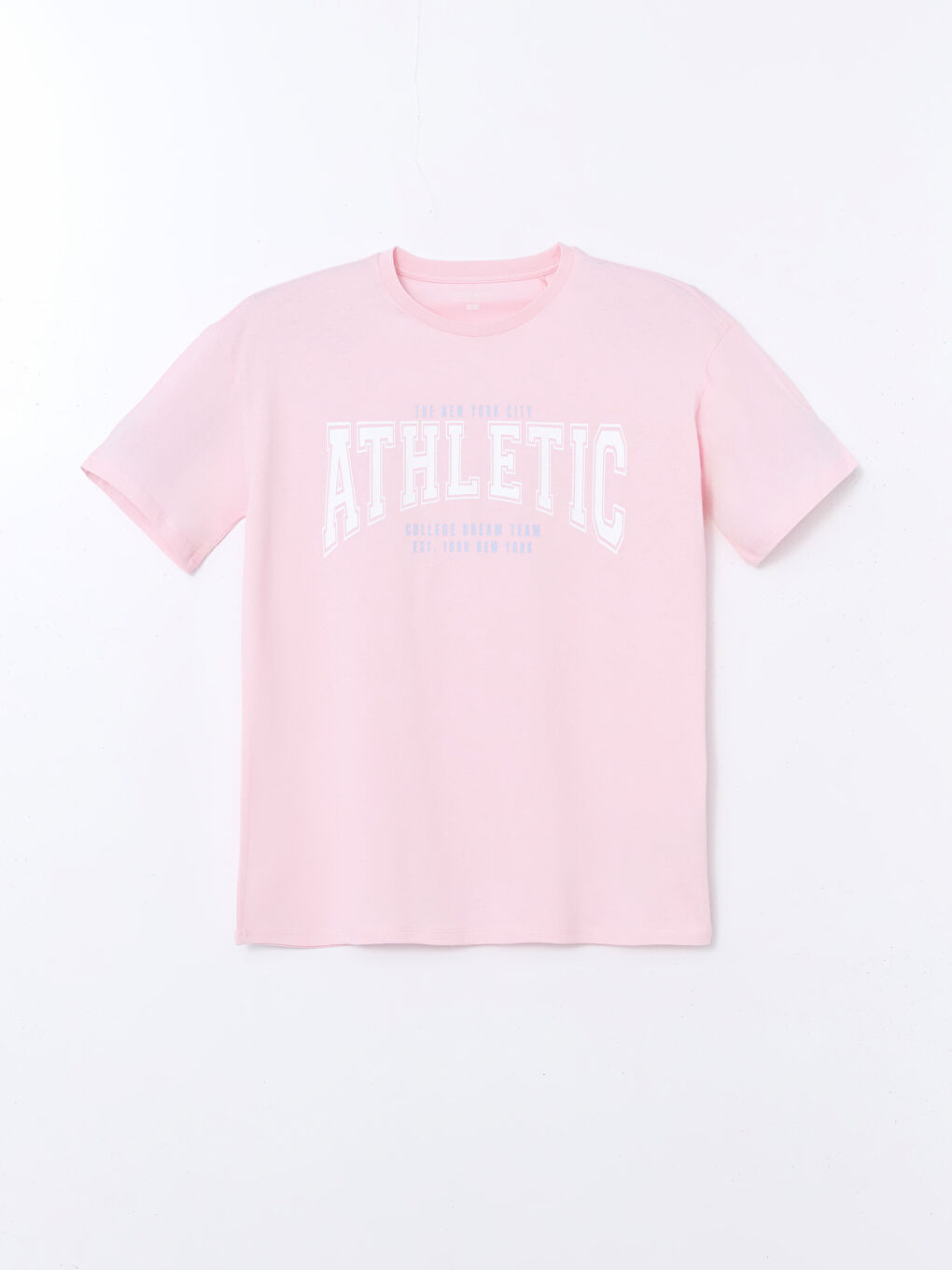 Pembe Bisiklet Yaka Baskılı Kadın Spor Tişört-5