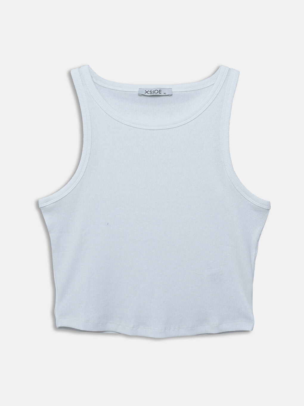 Beyaz Bisiklet Yaka Dokulu Kadın Atlet-4