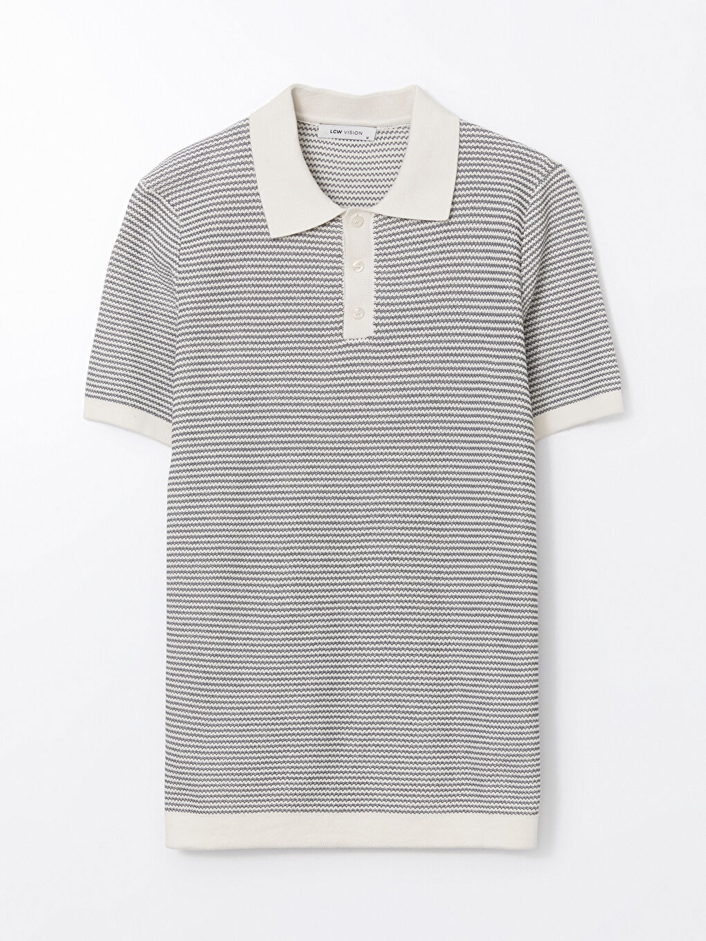 Polo Neck Short Sleeve Striped Men's Knitwear Sweater -S5GR21Z8-LGD