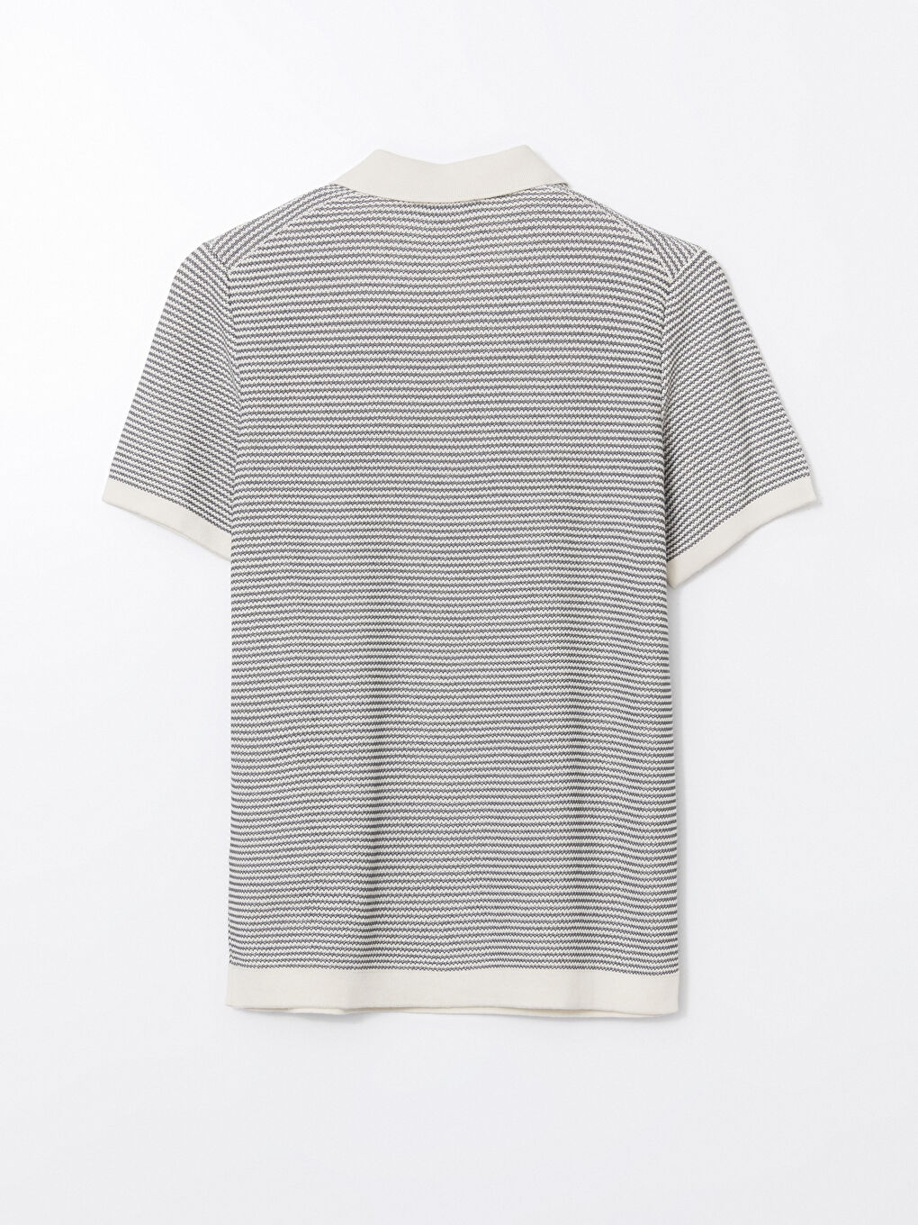 Polo Neck Short Sleeve Striped Men's Knitwear Sweater -S5GR21Z8-LGD