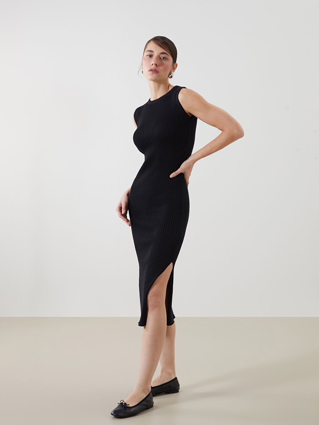 Crew Neck Women's Knitwear Dress -S5GR39Z8-CVL