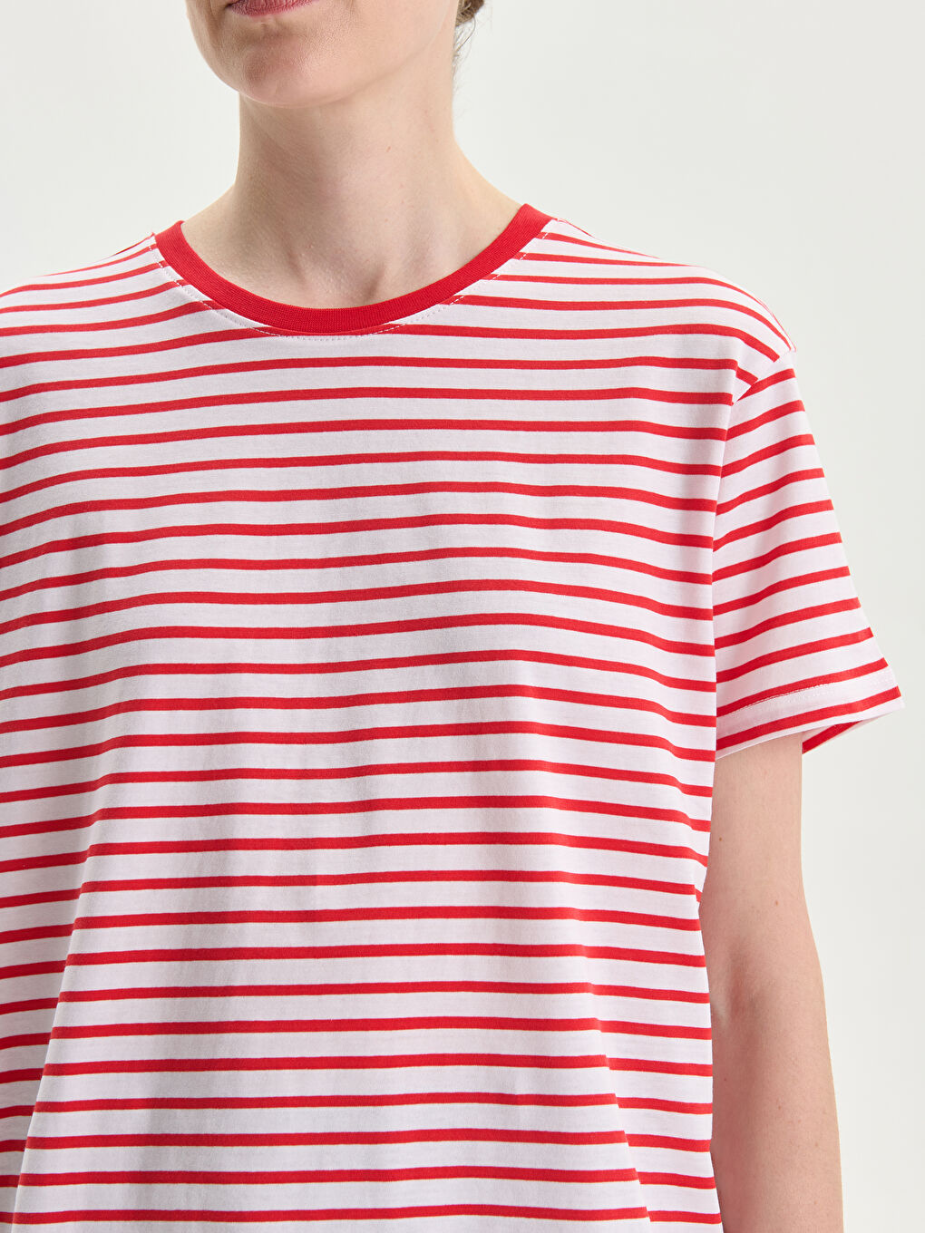 Crew Neck Striped Women's T-Shirt -S5GR62Z8-E48