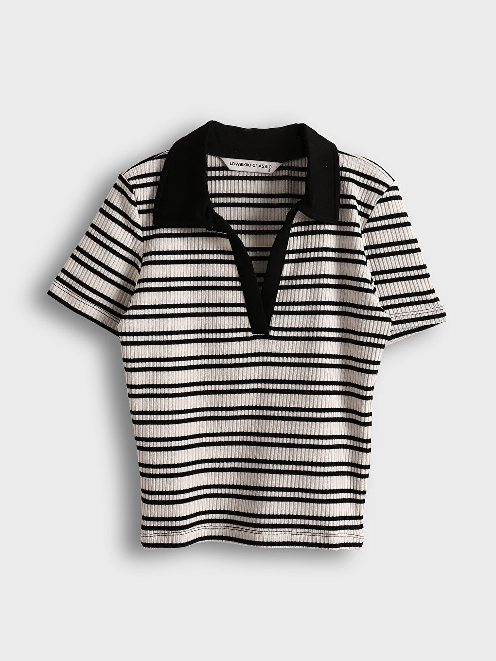 Polo Neck Striped Women's T-Shirt -S5GR67Z8-LEG