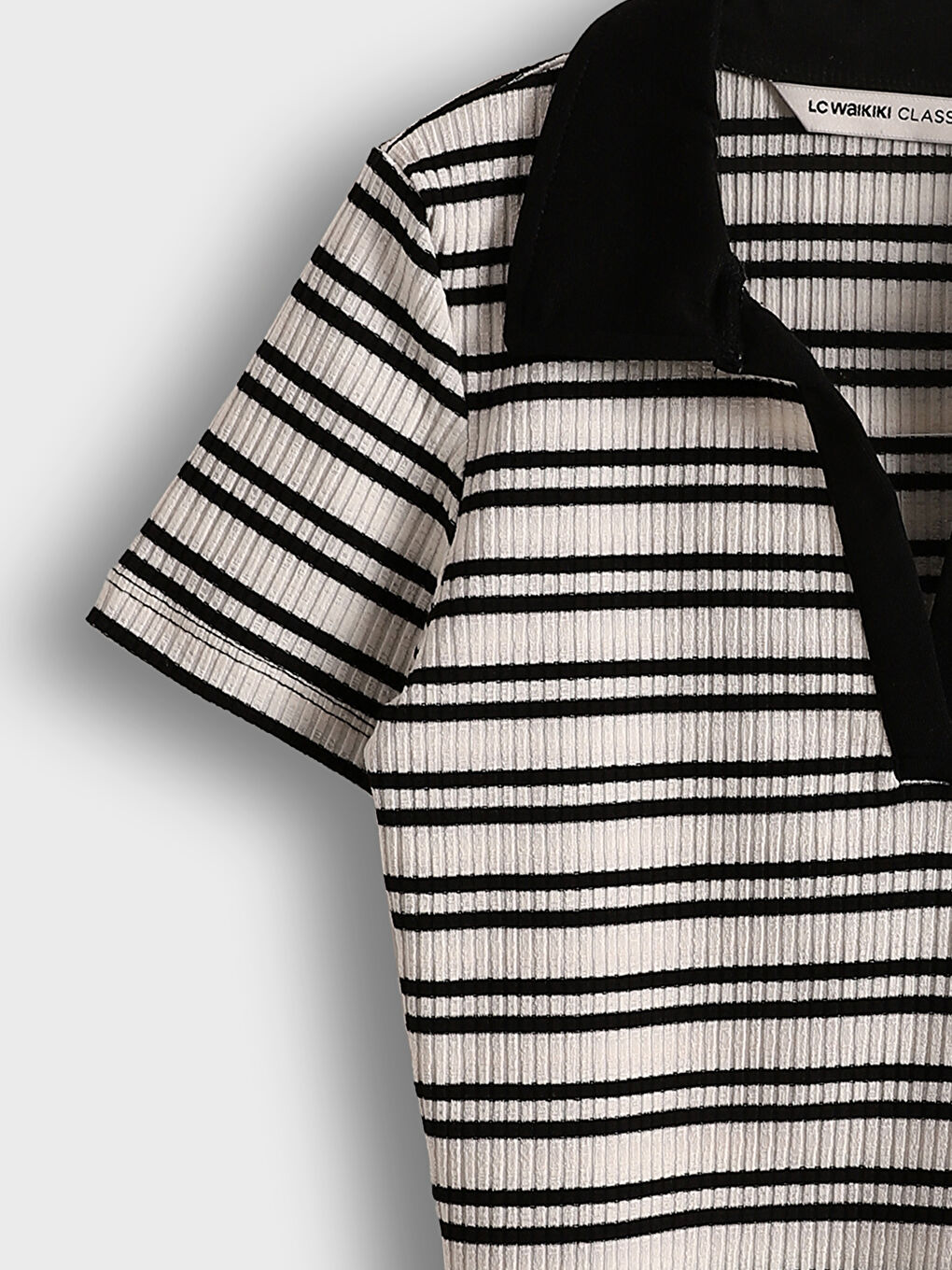 Polo Neck Striped Women's T-Shirt -S5GR67Z8-LEG
