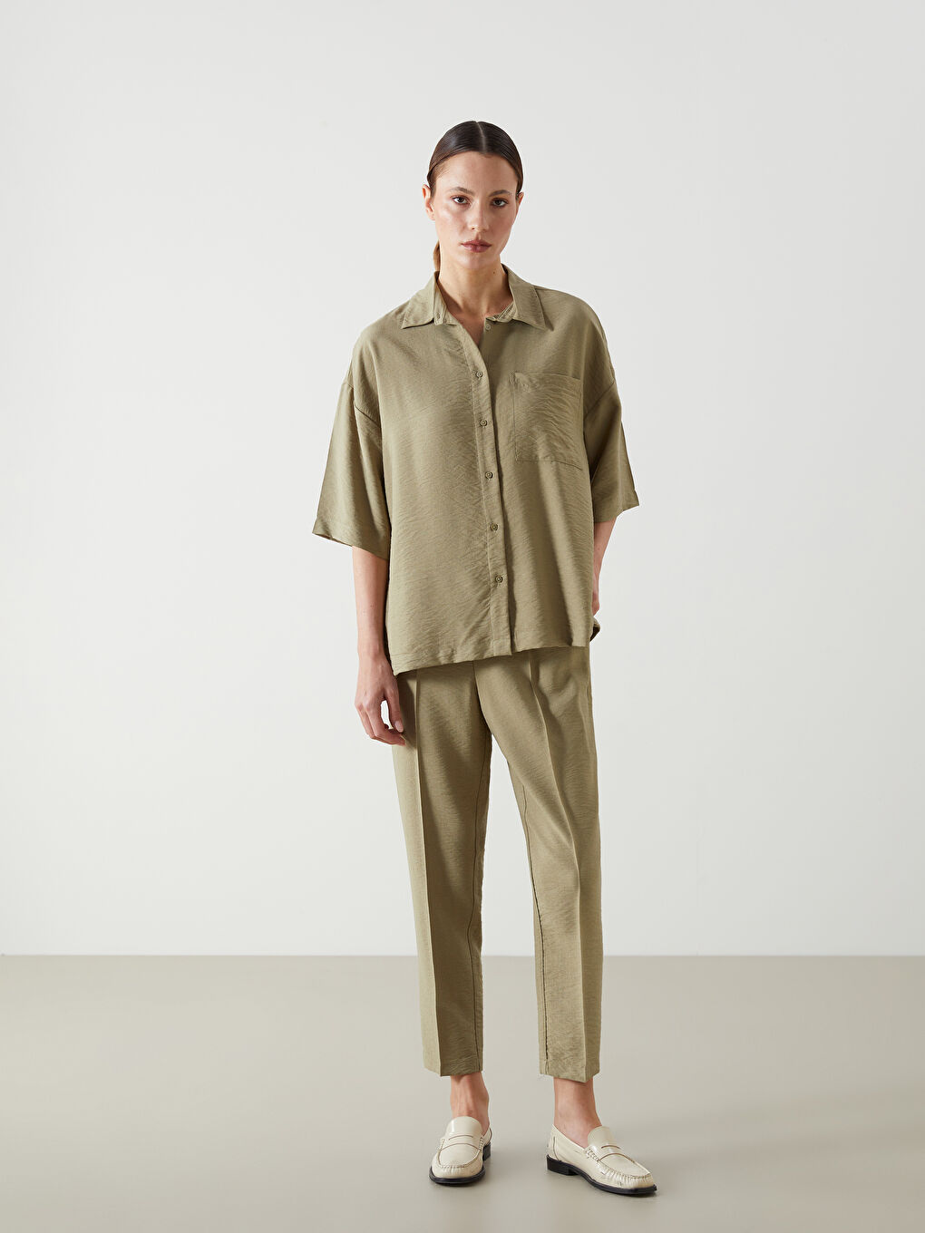 Elastic Waist Carrot Fit Women's Trousers -S5GR72Z8-Y1Q