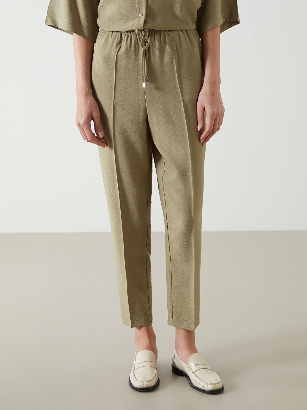 Elastic Waist Carrot Fit Women's Trousers -S5GR72Z8-Y1Q