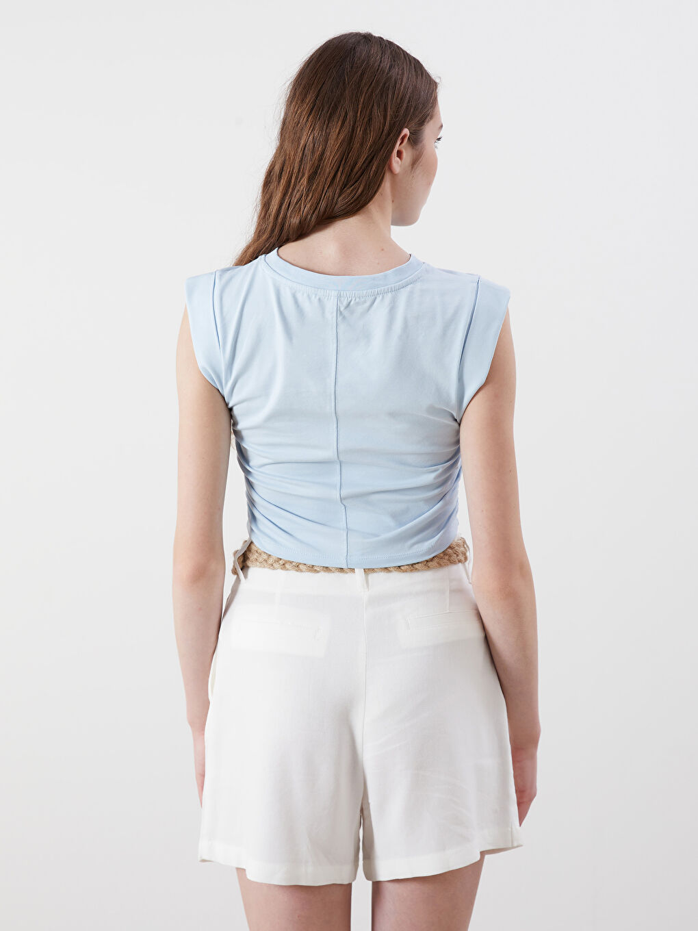 Mavi Bisiklet Yaka Büzgülü Crop-3